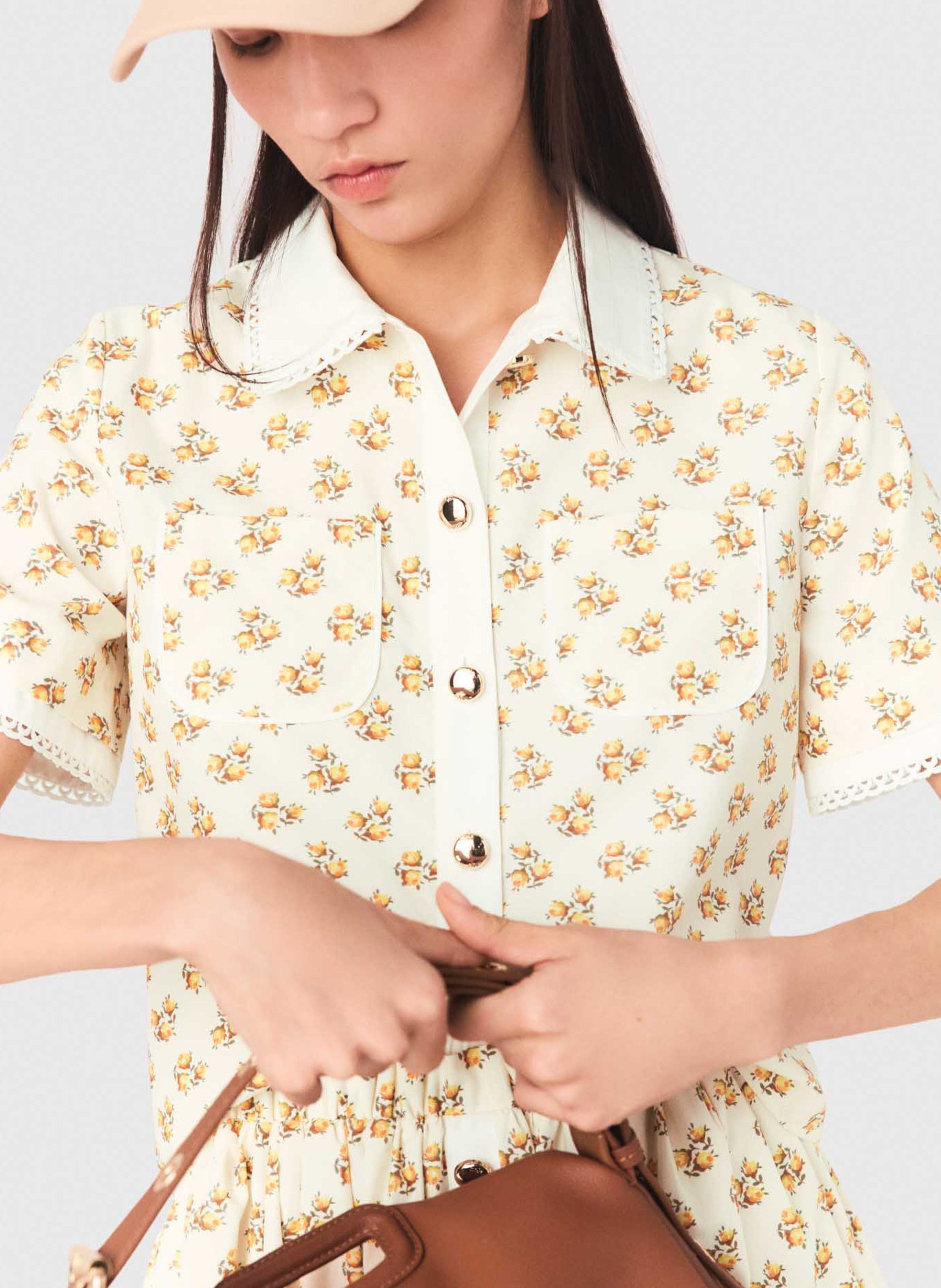 Chemise droite col classique imprimée MAJE Jaune