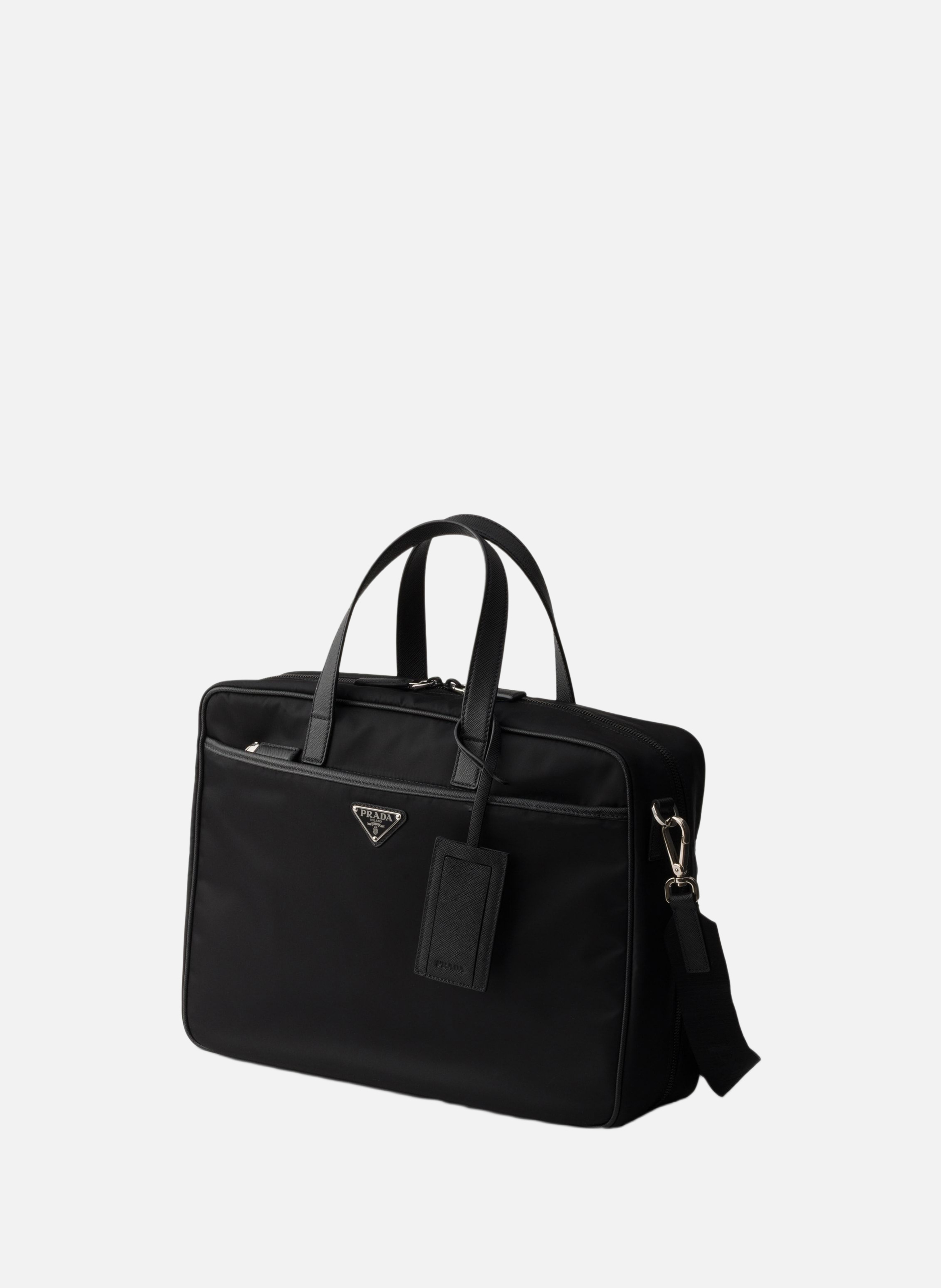 Briefcase en re-nylon et cuir saffiano PRADA Noir