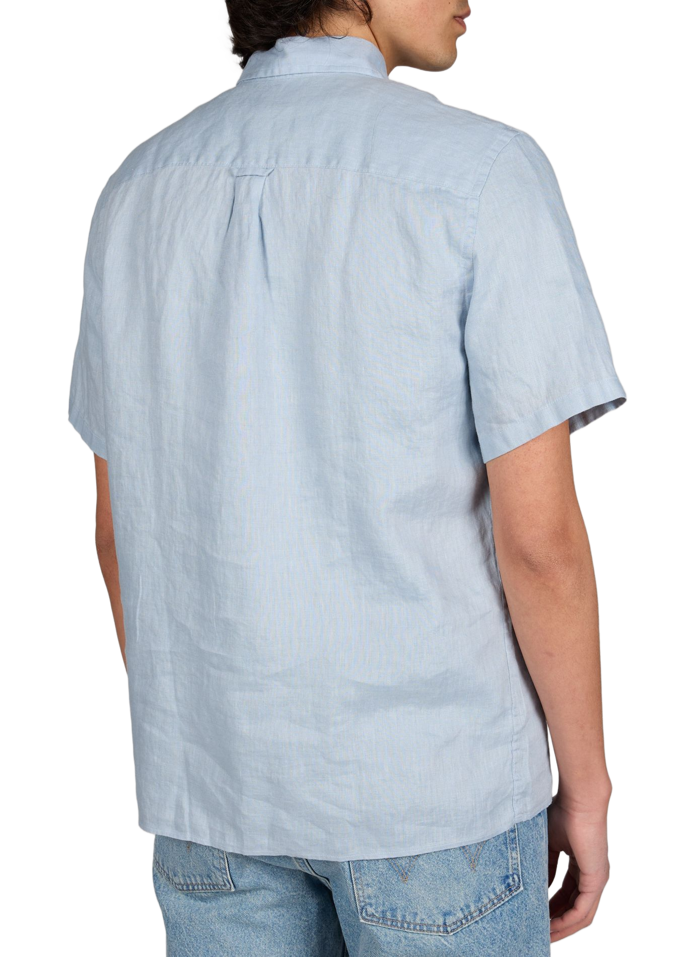 Chemise droite manches courtes en lin AIGLE Bleu