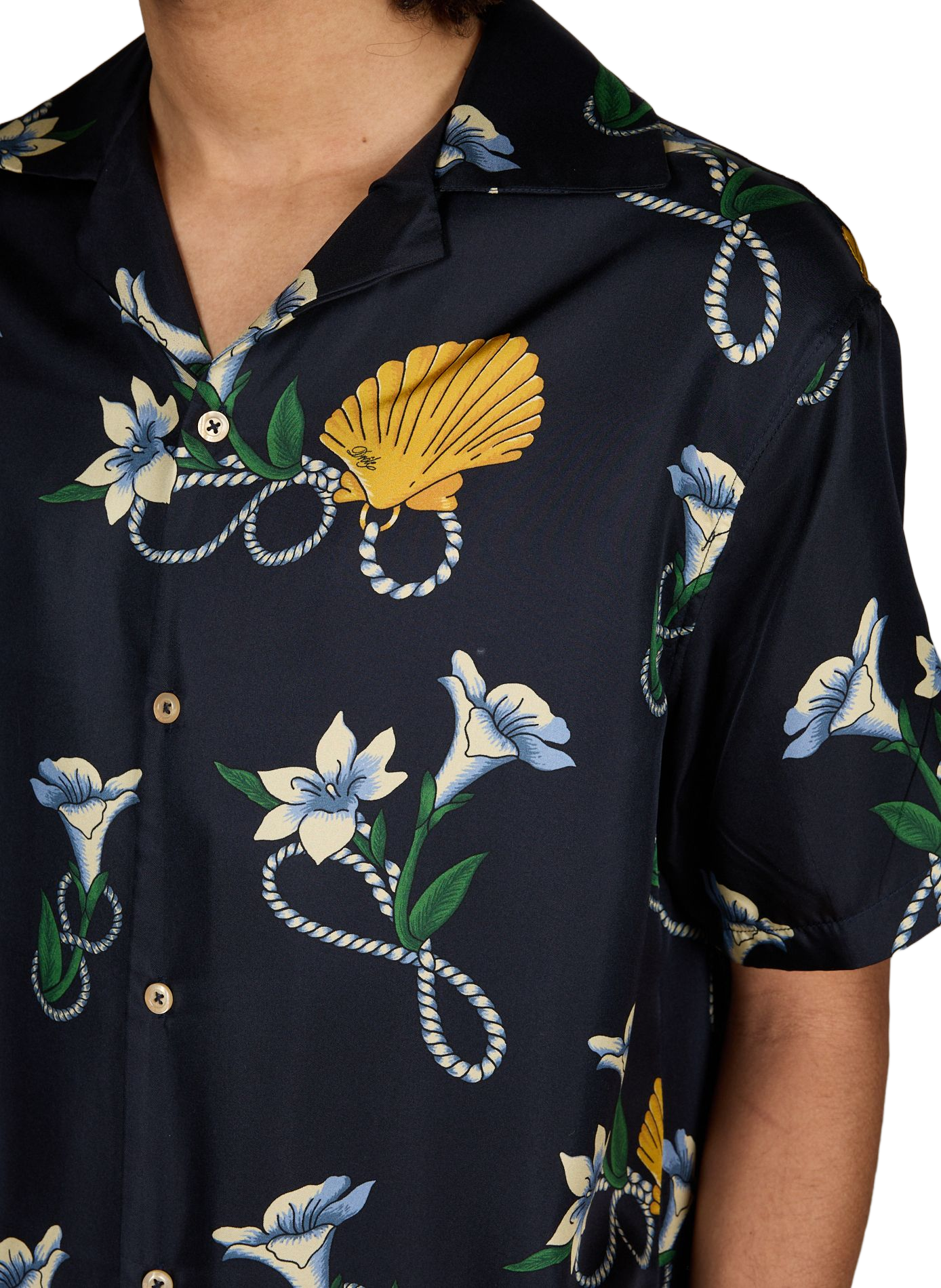 Camicia a maniche corte Shell in seta DROLE DE MONSIEUR Blu