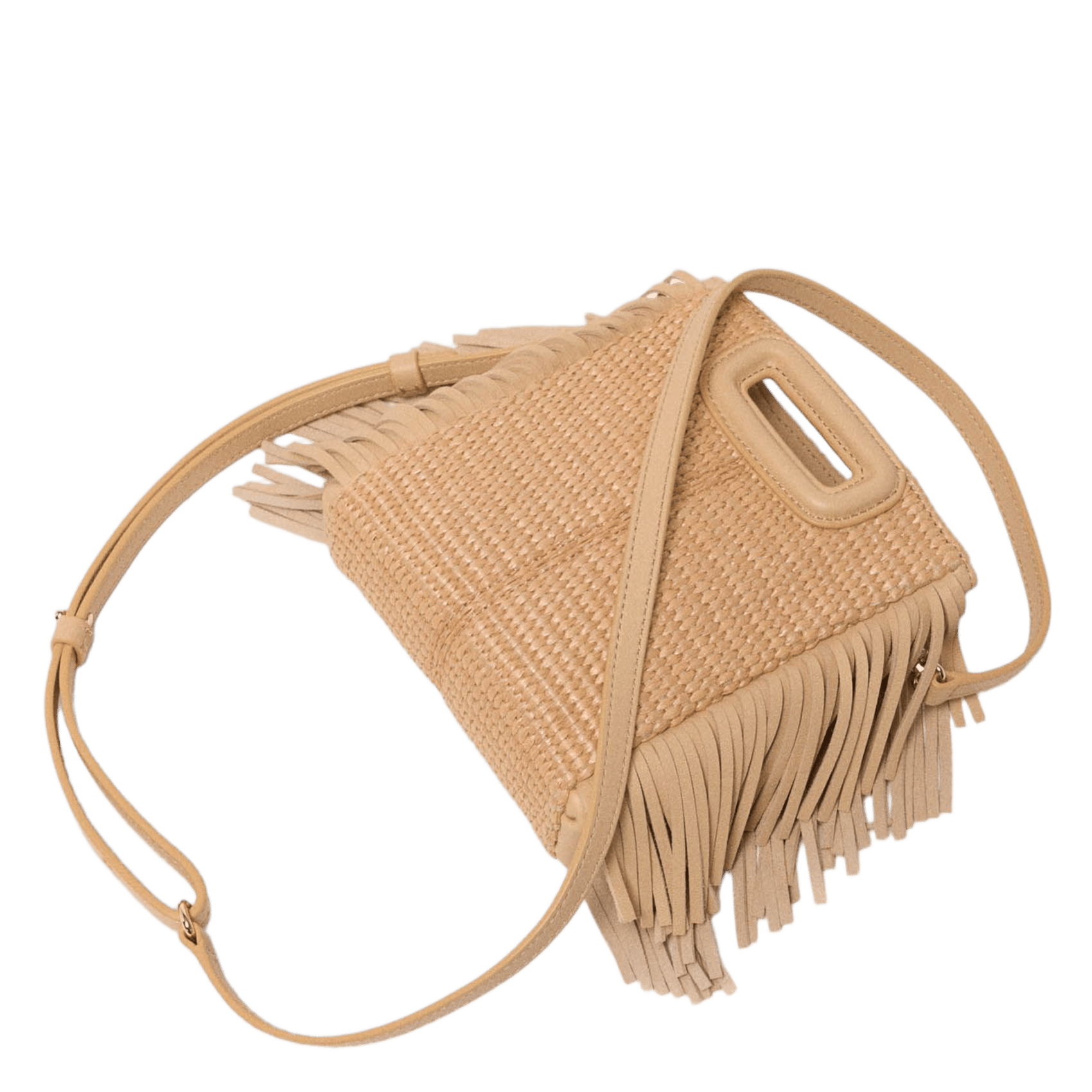 Sac bandoulière tressé m mini MAJE Beige