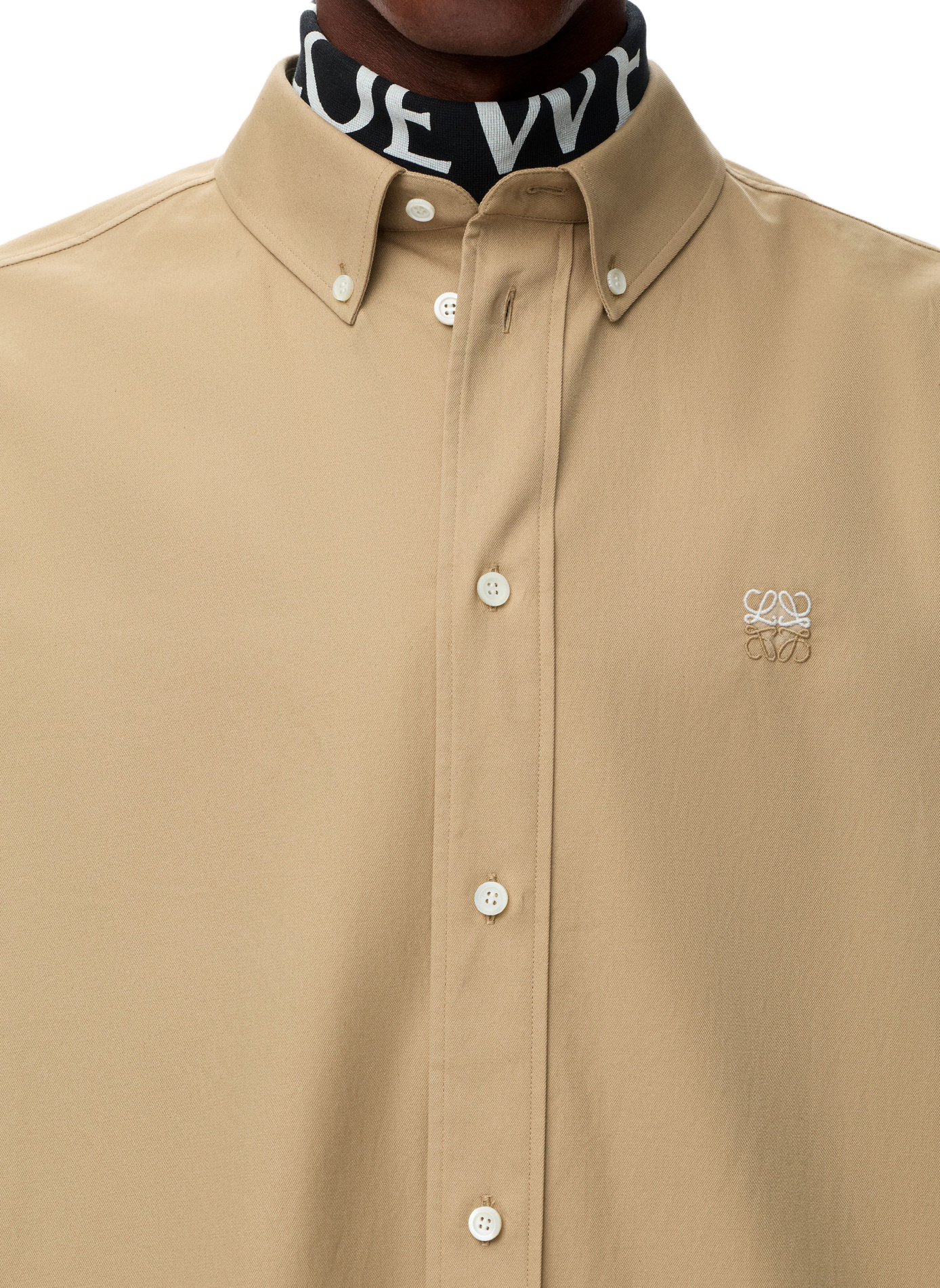 Chemise en sergé de coton brossé mi-épais LOEWE Beige