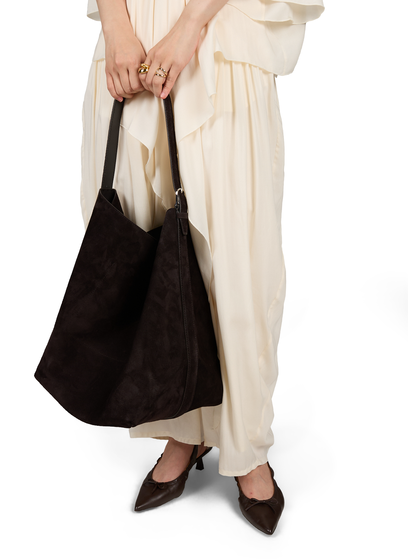 Sac cabas Belted en cuir daim  TOTEME Marron