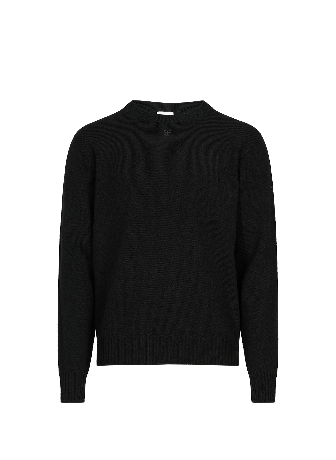 Gerader Wollpullover aus Merinowolle COURRÈGES Schwarz