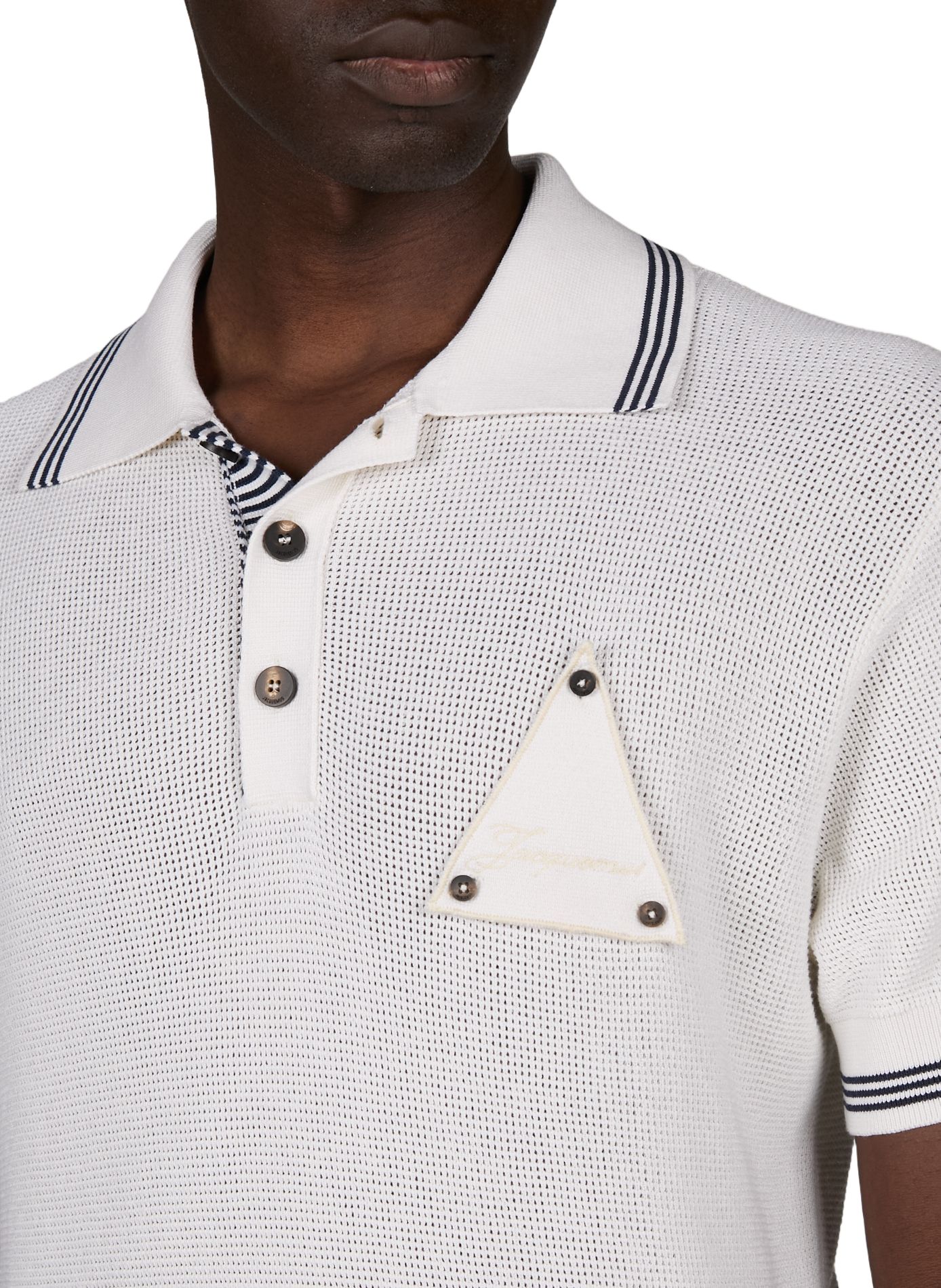 Il Polo Voilier a righe in seta e cotone JACQUEMUS Bianco