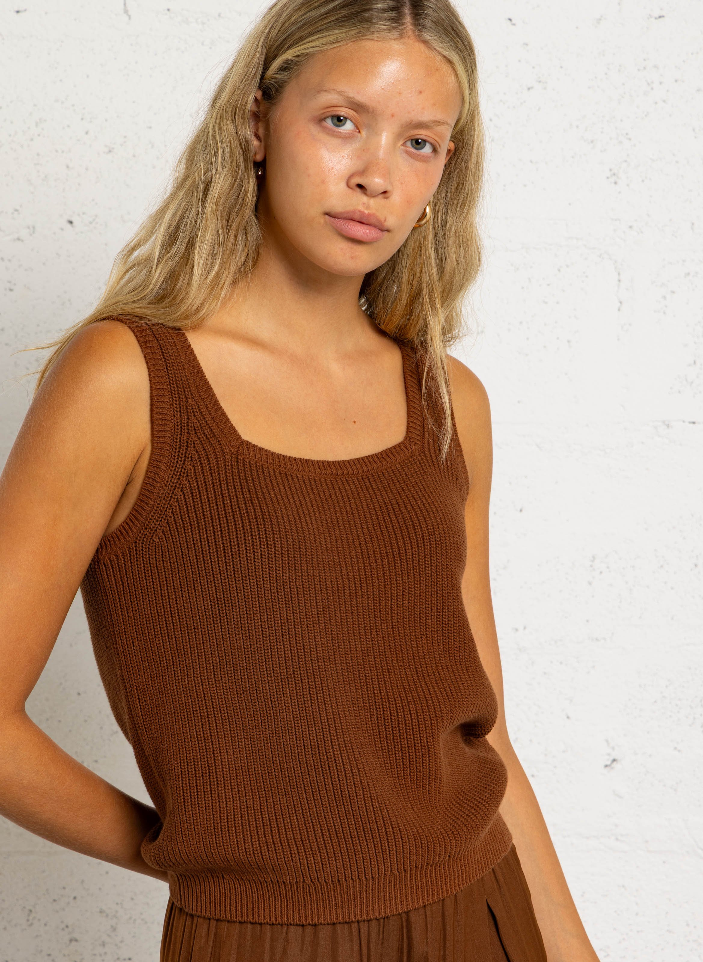 Débardeur droit en maille anna MAISON 123 Beige