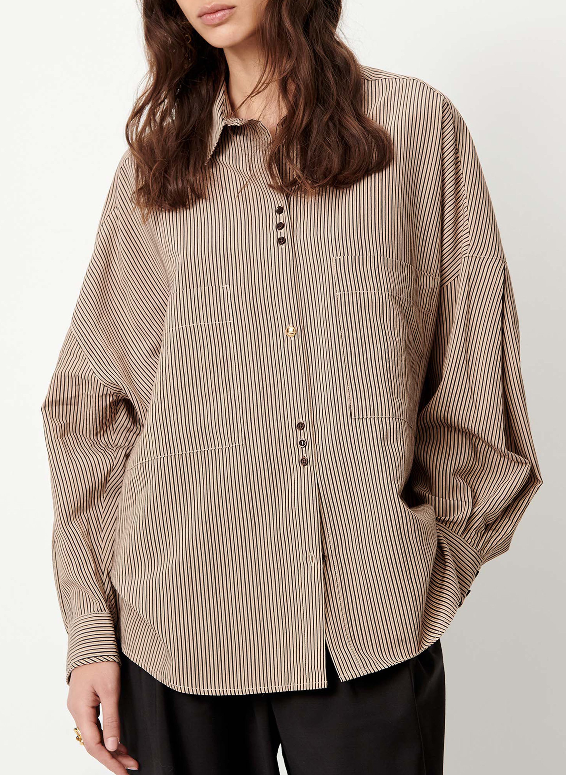 Chemise ample à rayures en coton fontania a SESSUN Beige