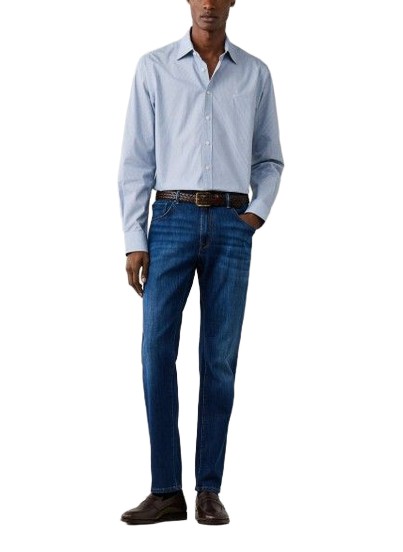 Chemise col classique en coton HACKETT Bleu
