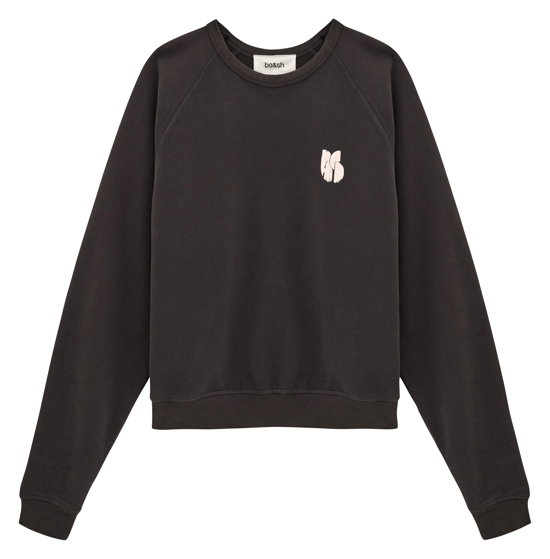Ruime ronde hals katoenen sweater met zwierige pasvorm | Grijs BA&SH Dames
