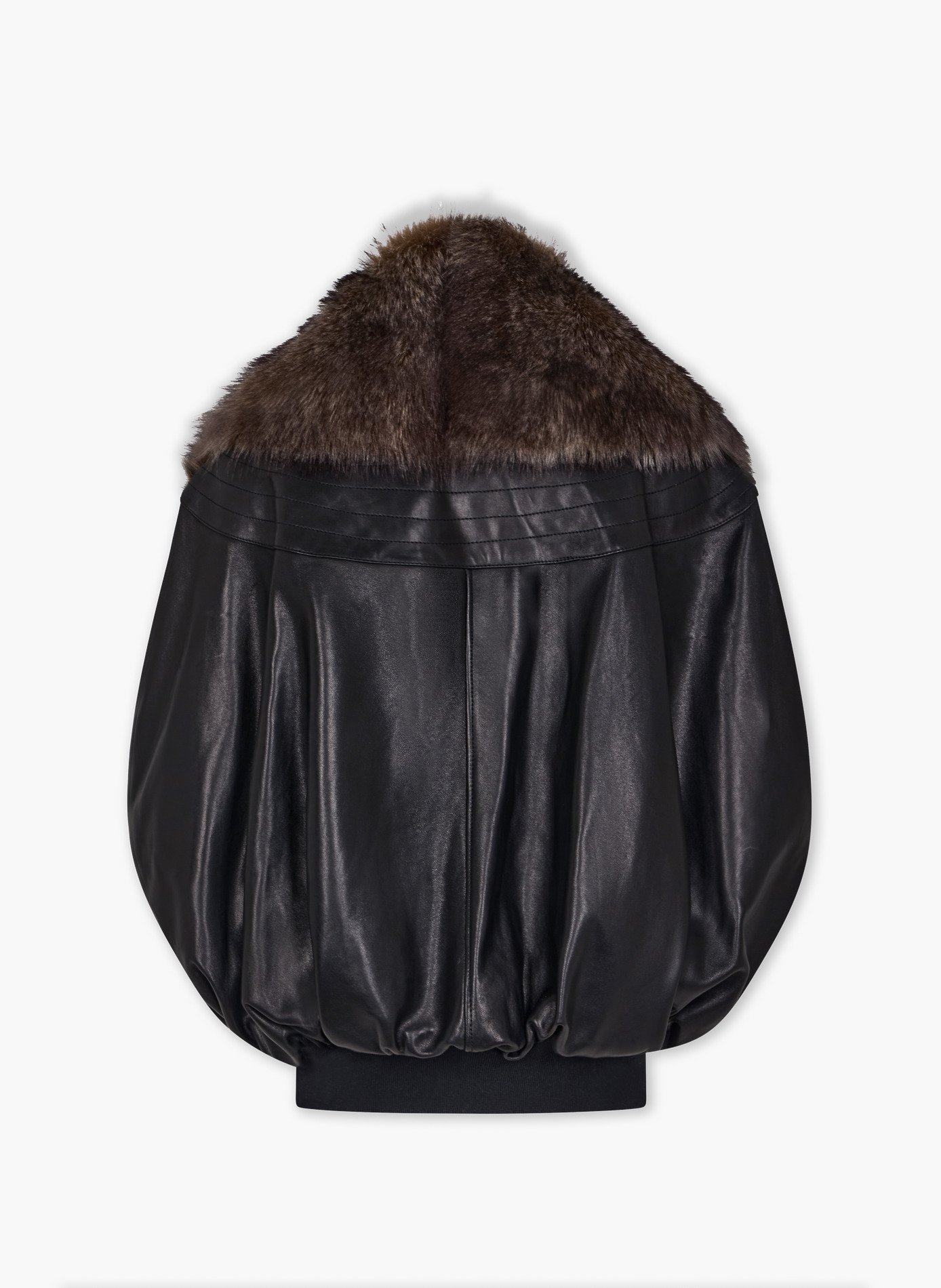 Cape en cuir avec col amovible en shearling RABANNE Noir