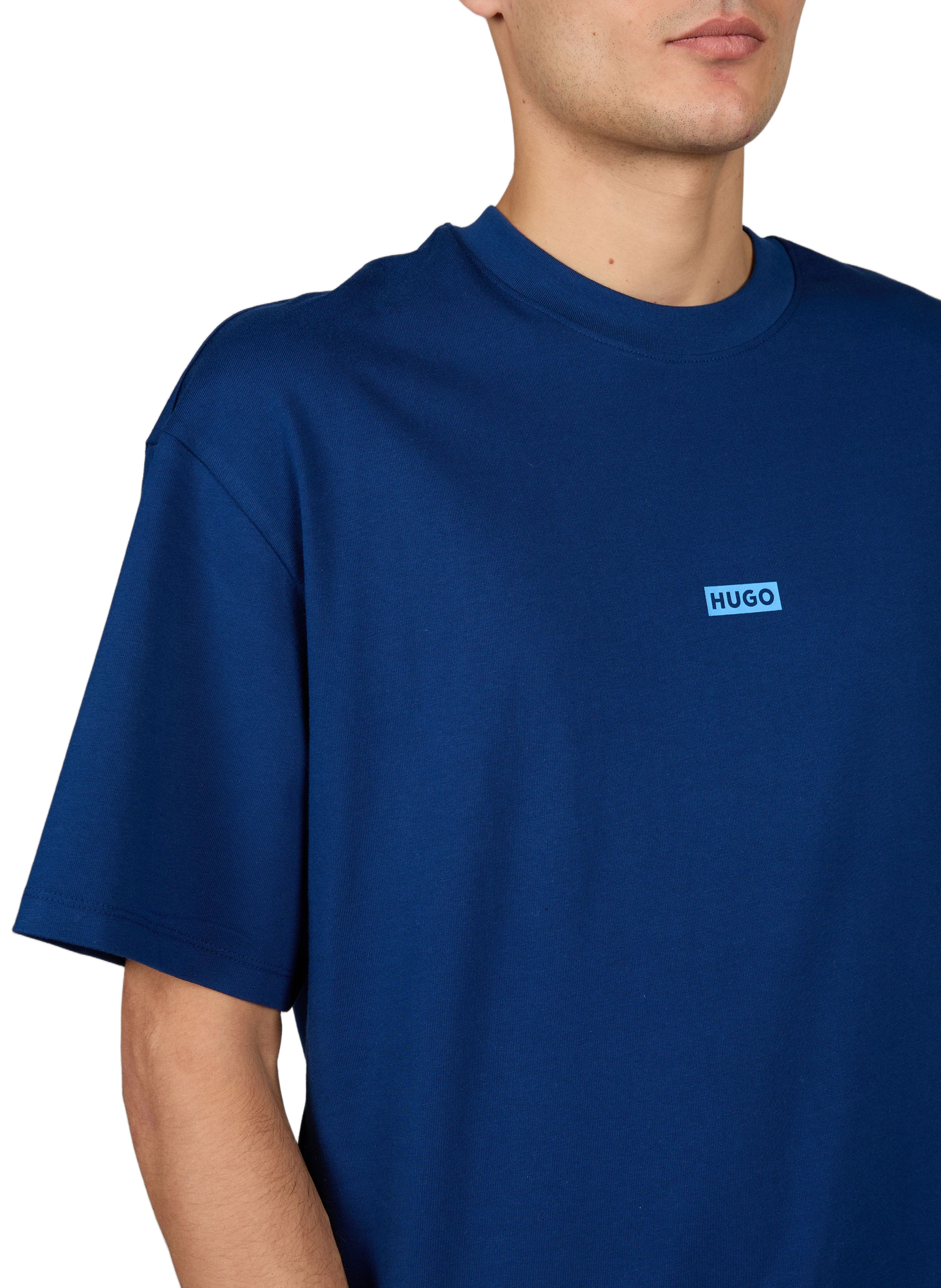 Kurzarm T-Shirt mit Baumwolldruck HUGO BLUE Blau