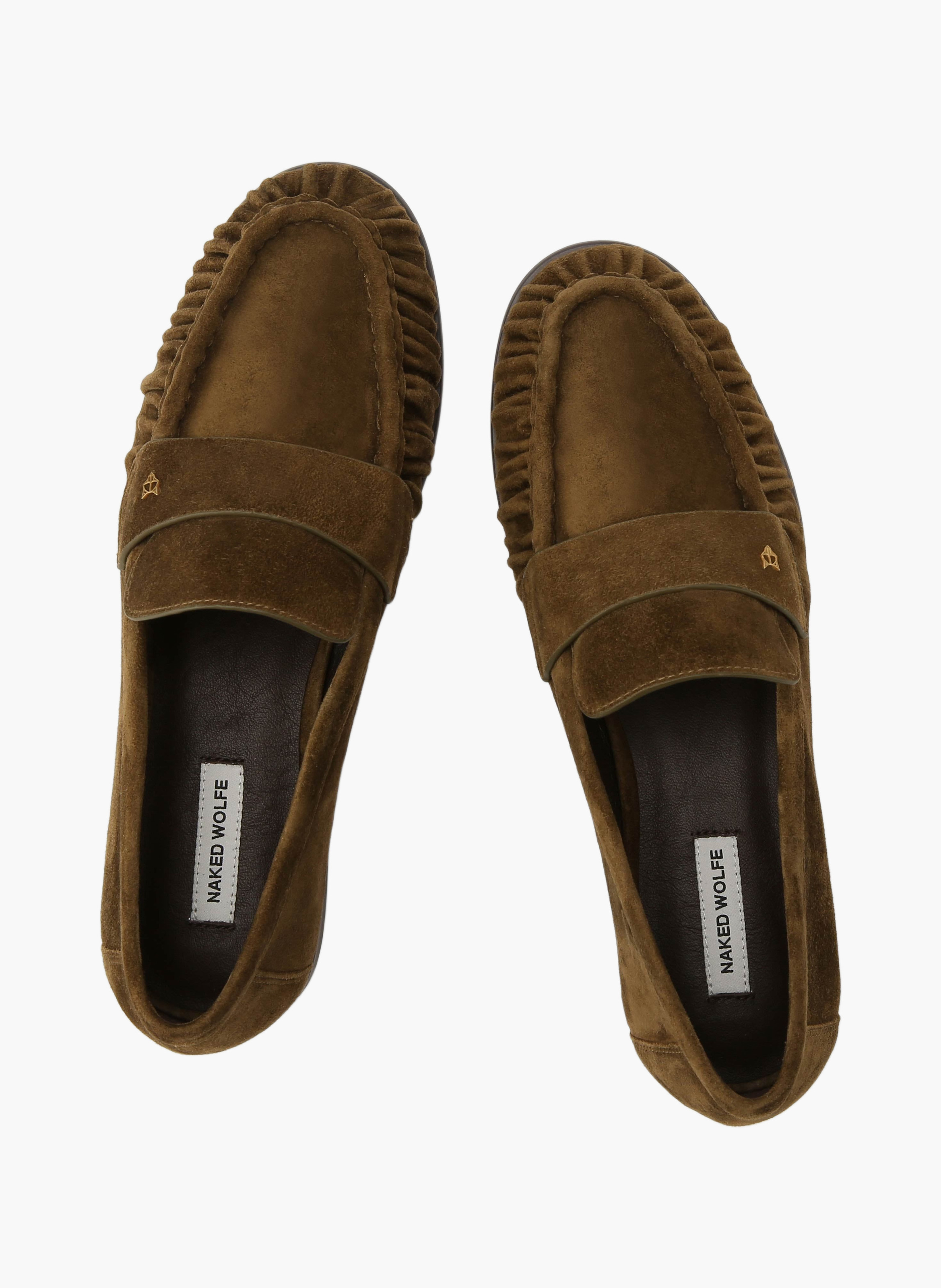 Love mocassins van suède NAKED WOLFE Kaki