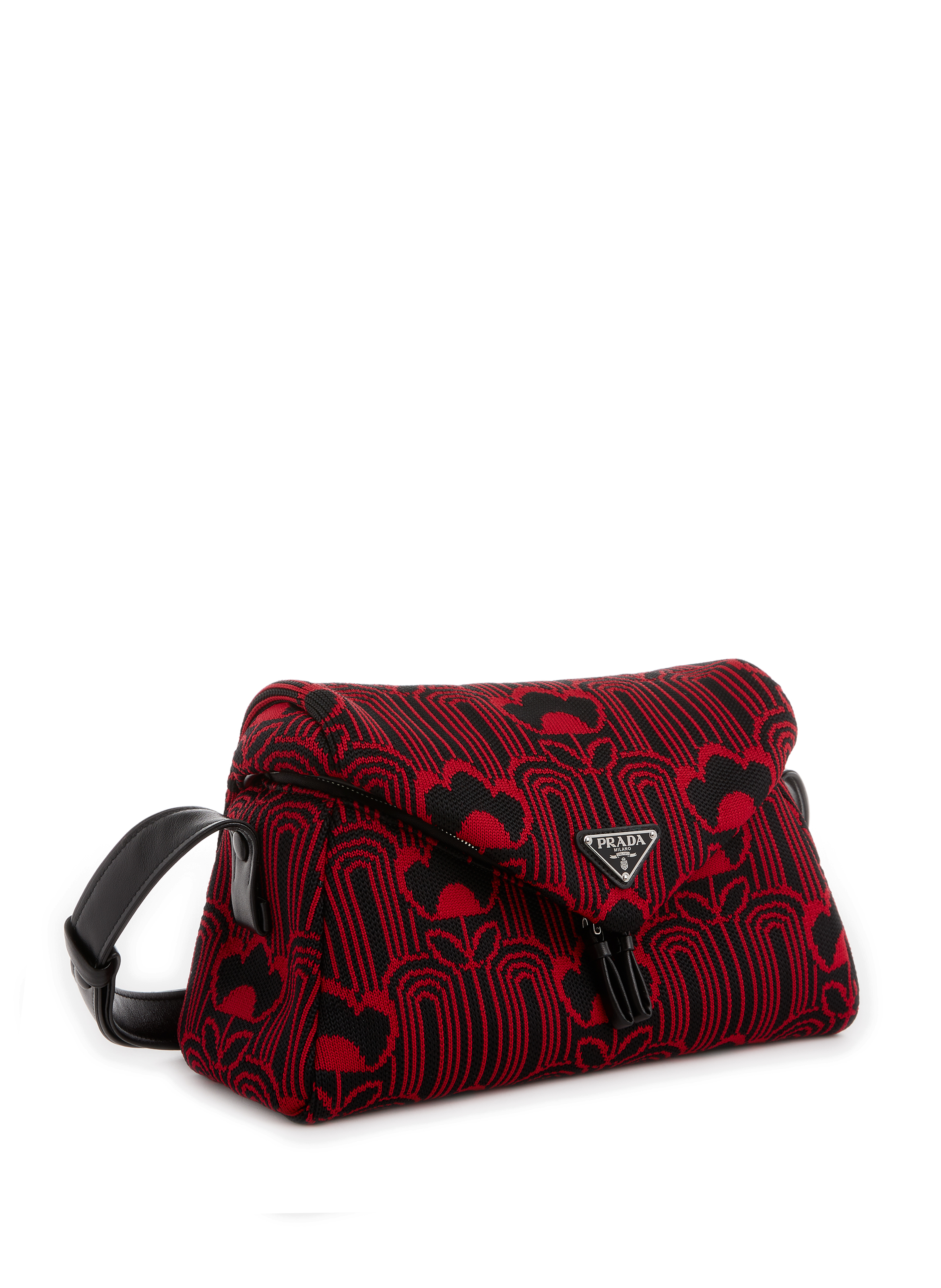 Sac à bandoulière en tricot jacquard et cuir