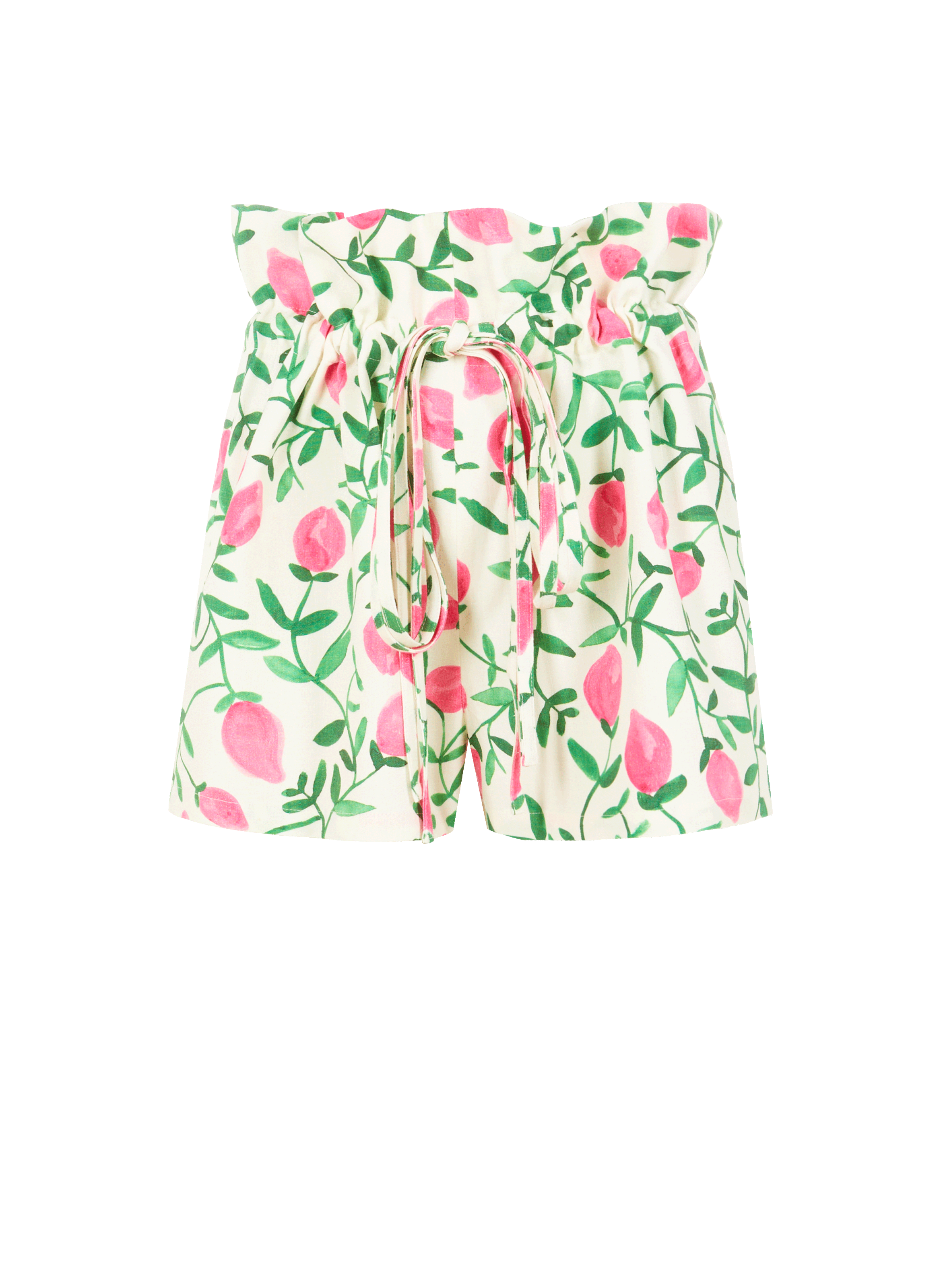 Short à imprimé en coton et lin
