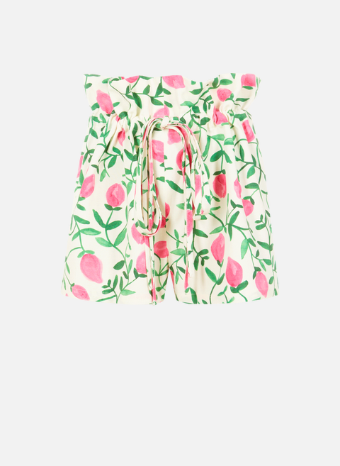 Printed cotton and linen shorts MulticolorBENJAMIN BENMOYAL 