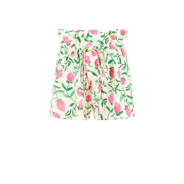 Short à imprimé en coton et lin