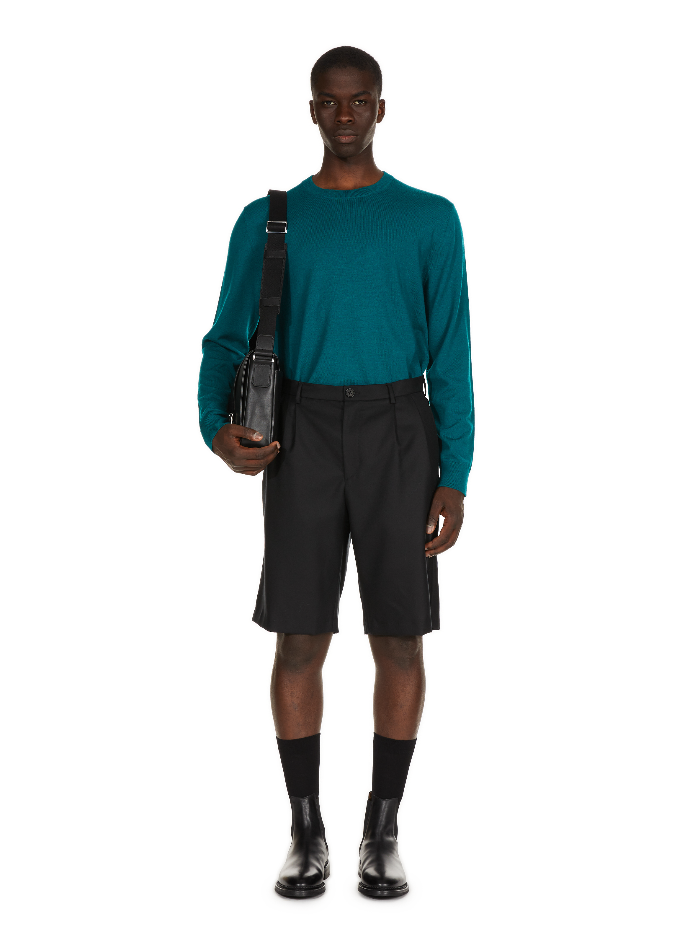 Pull Arnau col rond en laine mérinos SAISON 1865 Vert