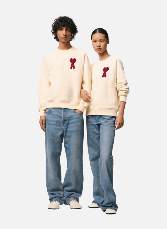 Sweatshirt patch ami de coeur unisexe Blanc by AMI PARIS AMI PARIS Sweatshirt patch ami de coeur unisexe Blanc