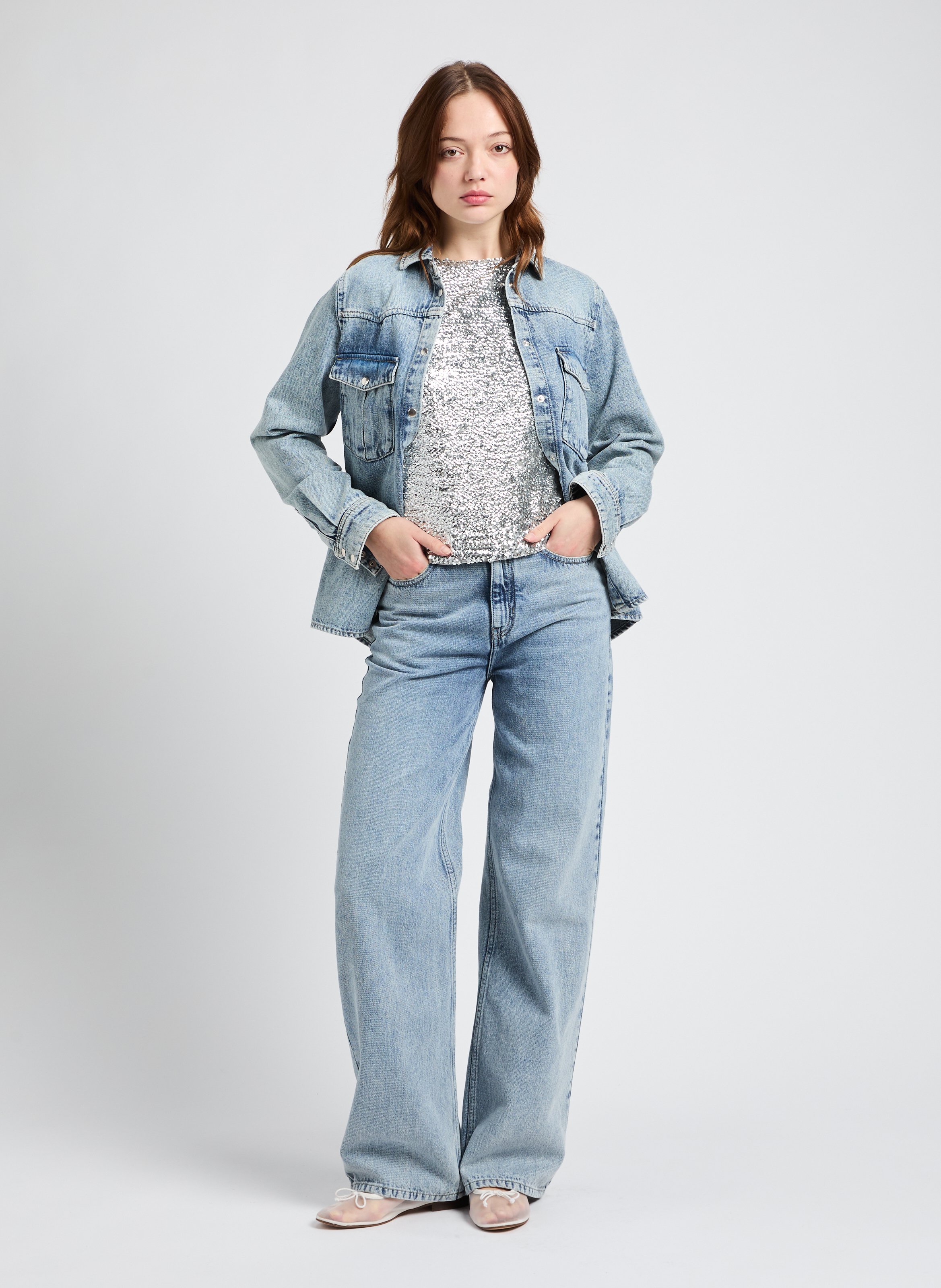 Sequin Top SAISON 1865 Silver