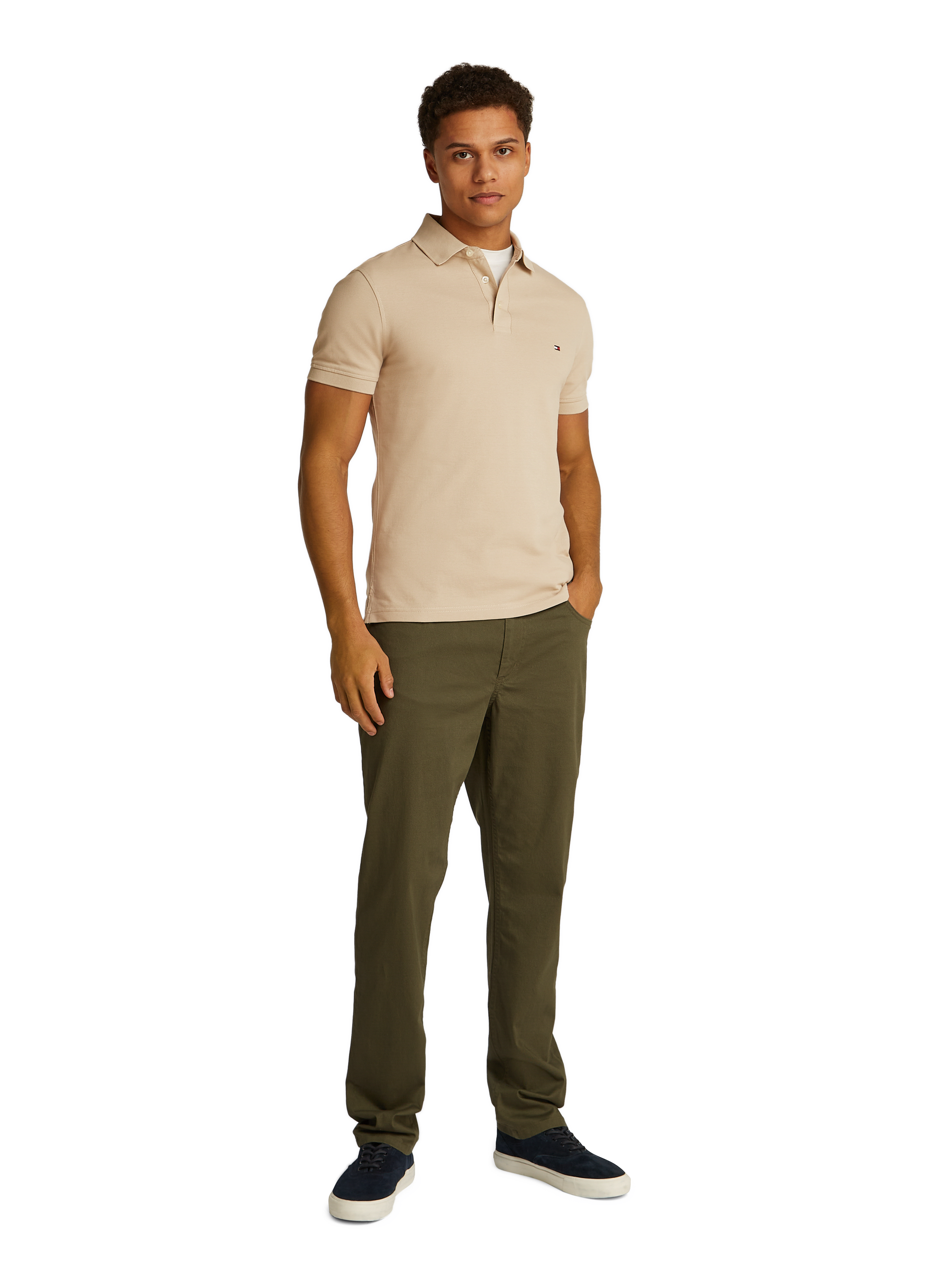 Cotton piqué polo shirt TOMMY HILFIGER Beige