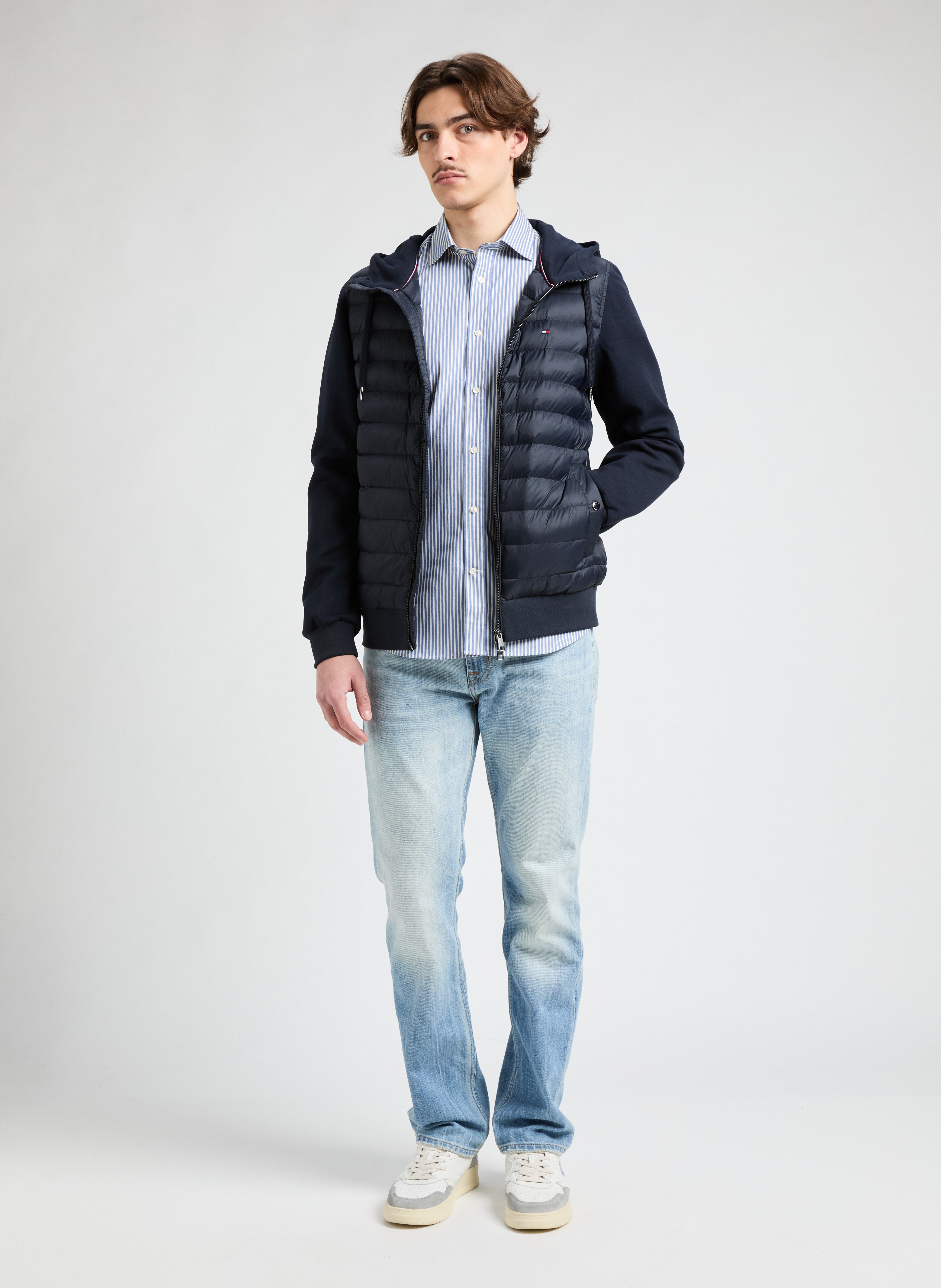 Quilted bi-material jacket TOMMY HILFIGER Blue
