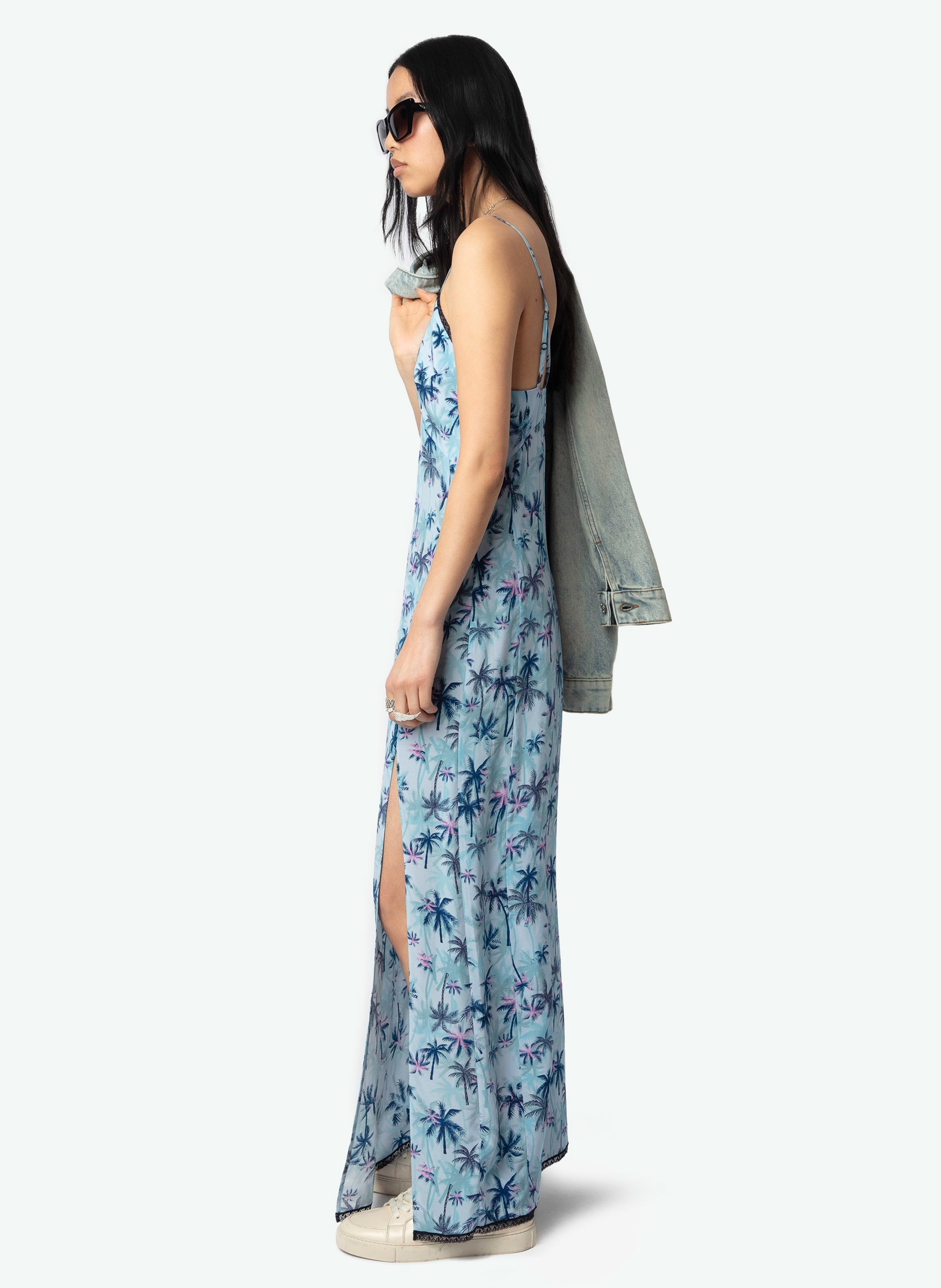 Robe longue col v en soie ramelil ZADIG&VOLTAIRE Bleu