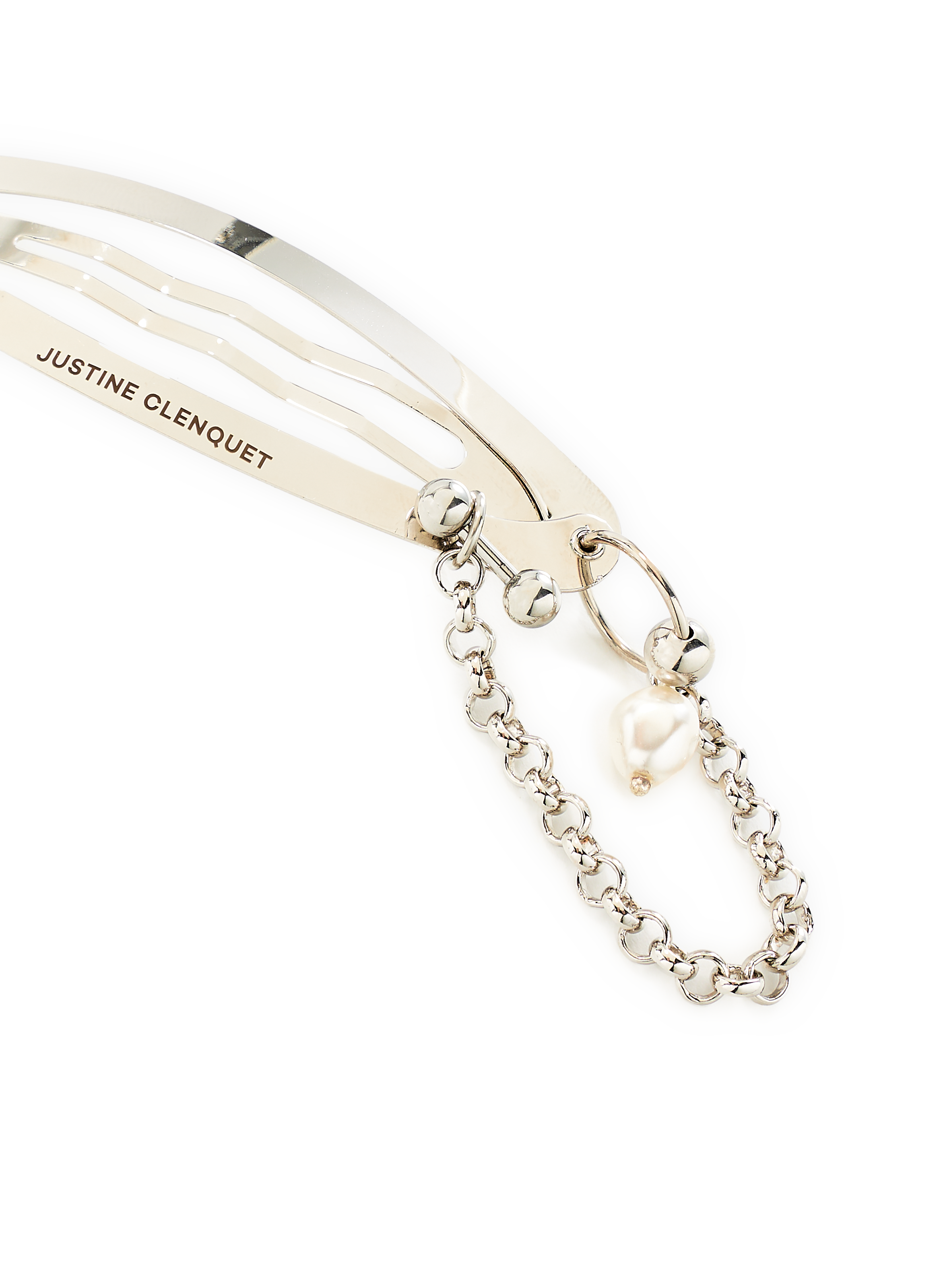 Barette à cheveux à perles JUSTINE CLENQUET Argent