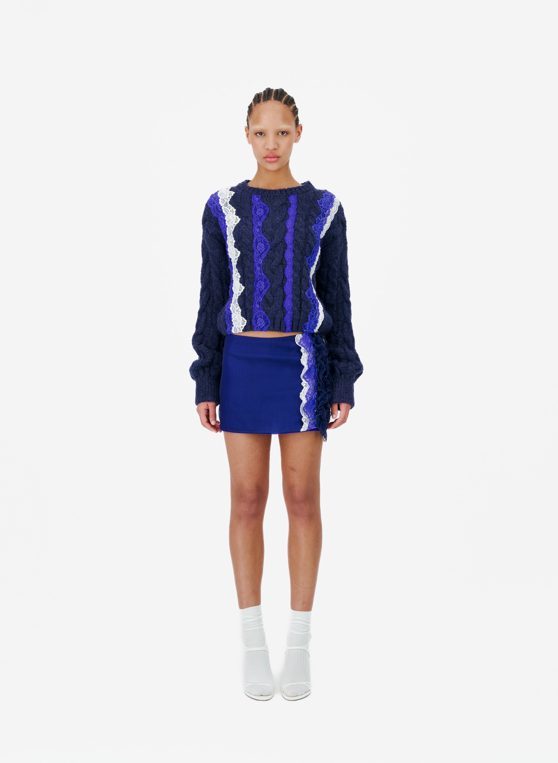 Pull en dentelle tricotée VAILLANT Bleu