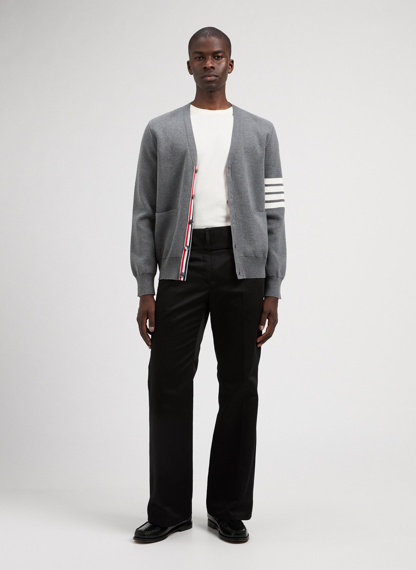 Milano Stitch 4-bar cotton Cardigan THOM BROWNE Grey