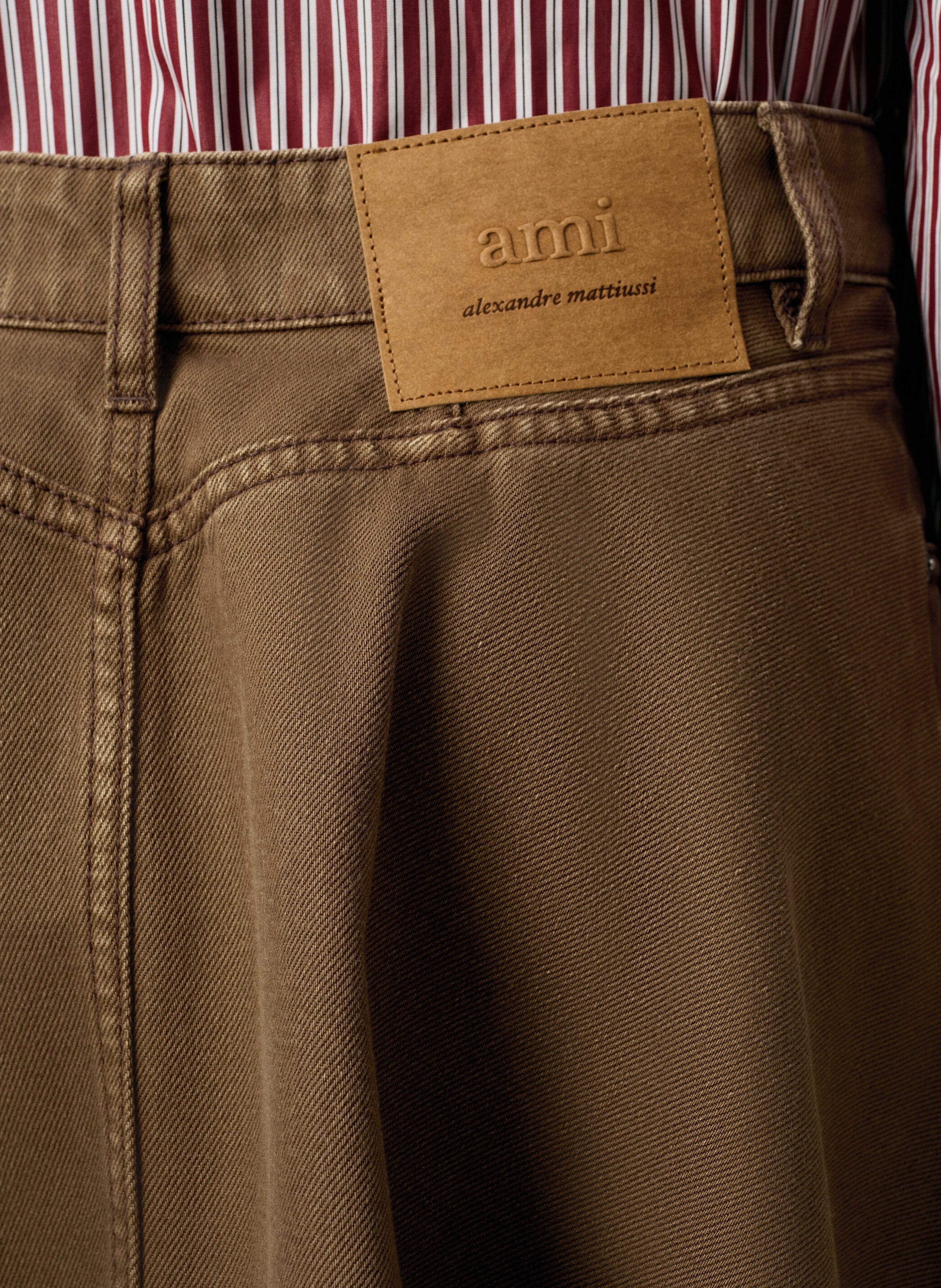 Jupe midi en coton AMI PARIS Marron