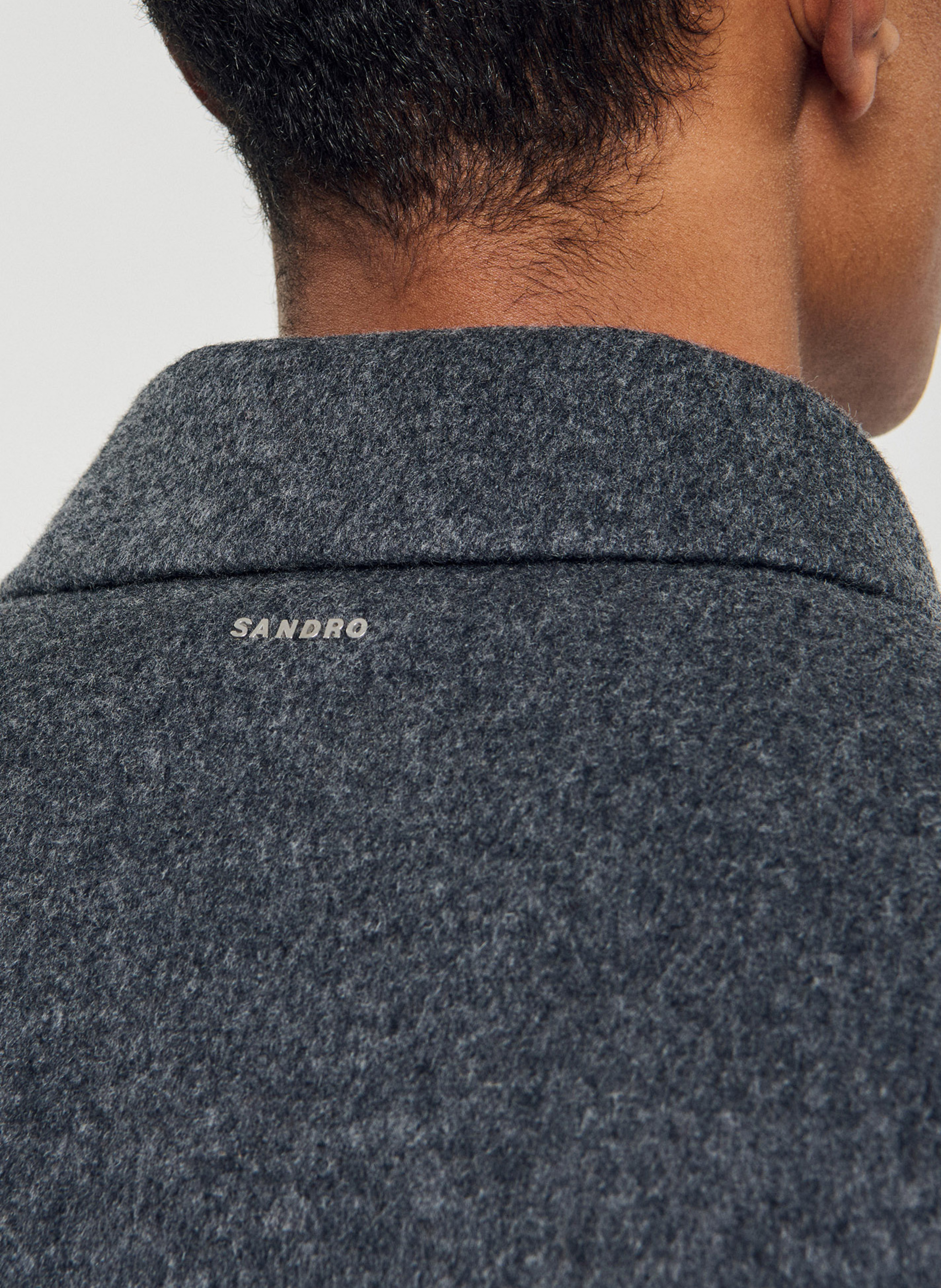 Veste droite col classique en laine mélangée SANDRO Gris