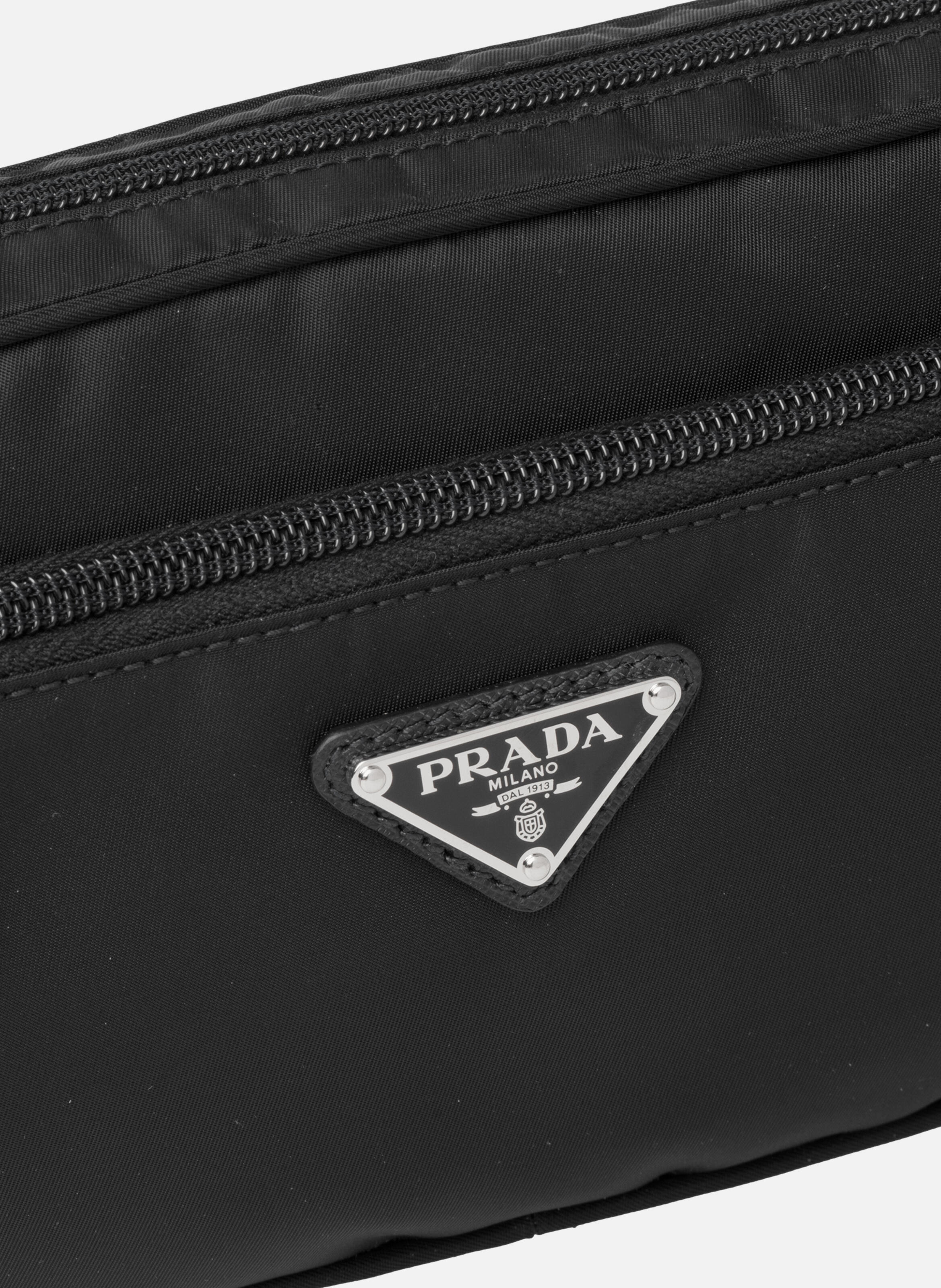 Sac banane en re-nylon et cuir saffiano PRADA Noir