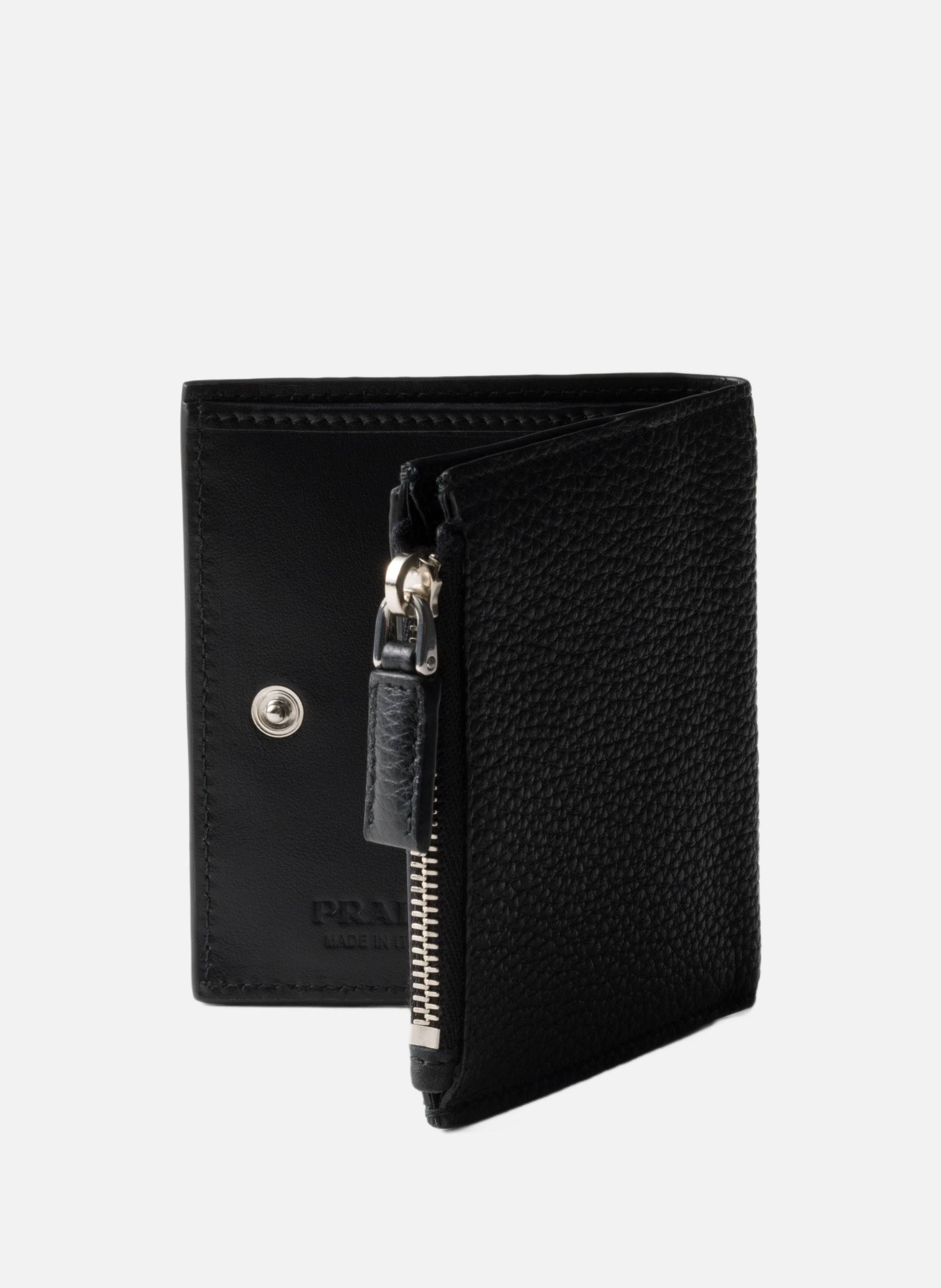 Petit portefeuille en cuir PRADA Noir