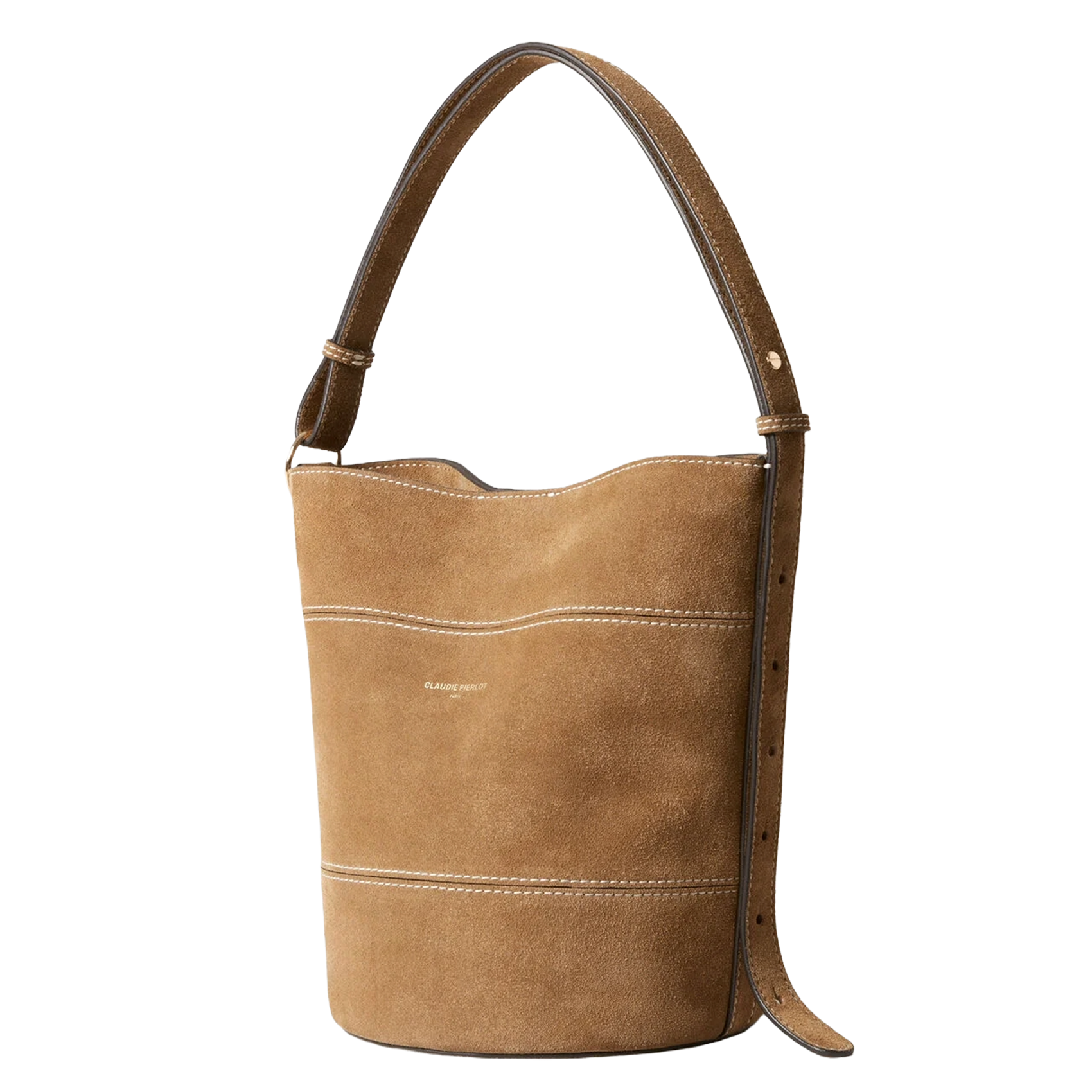 Sac seau en cuir velours CLAUDIE PIERLOT Beige