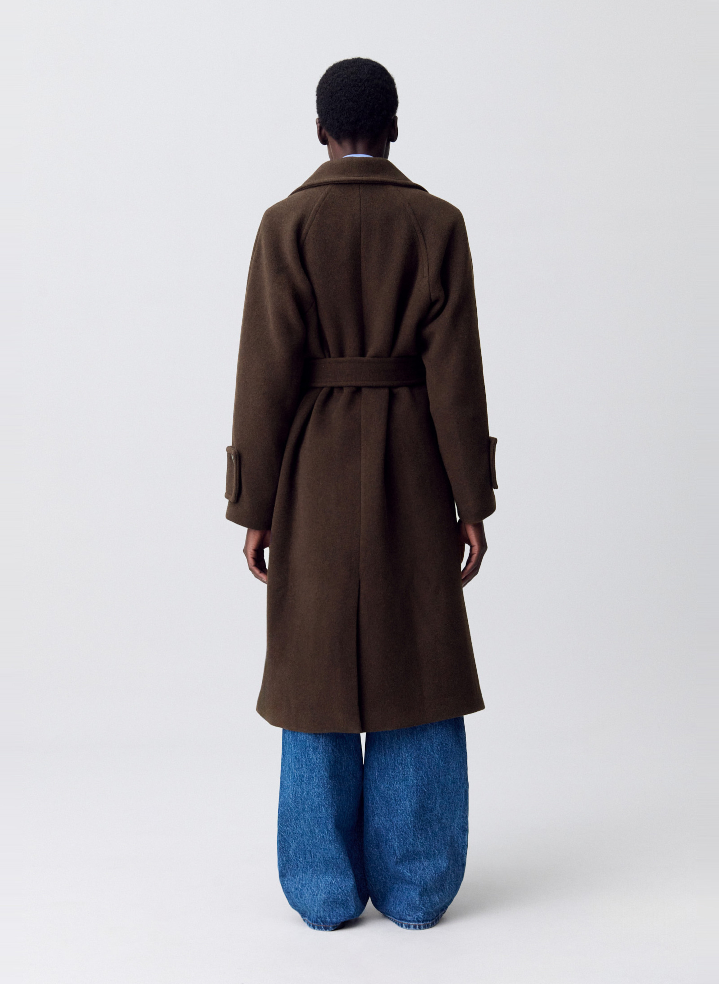 Manteau droit en laine mélangée gama CLAUDIE PIERLOT Marron