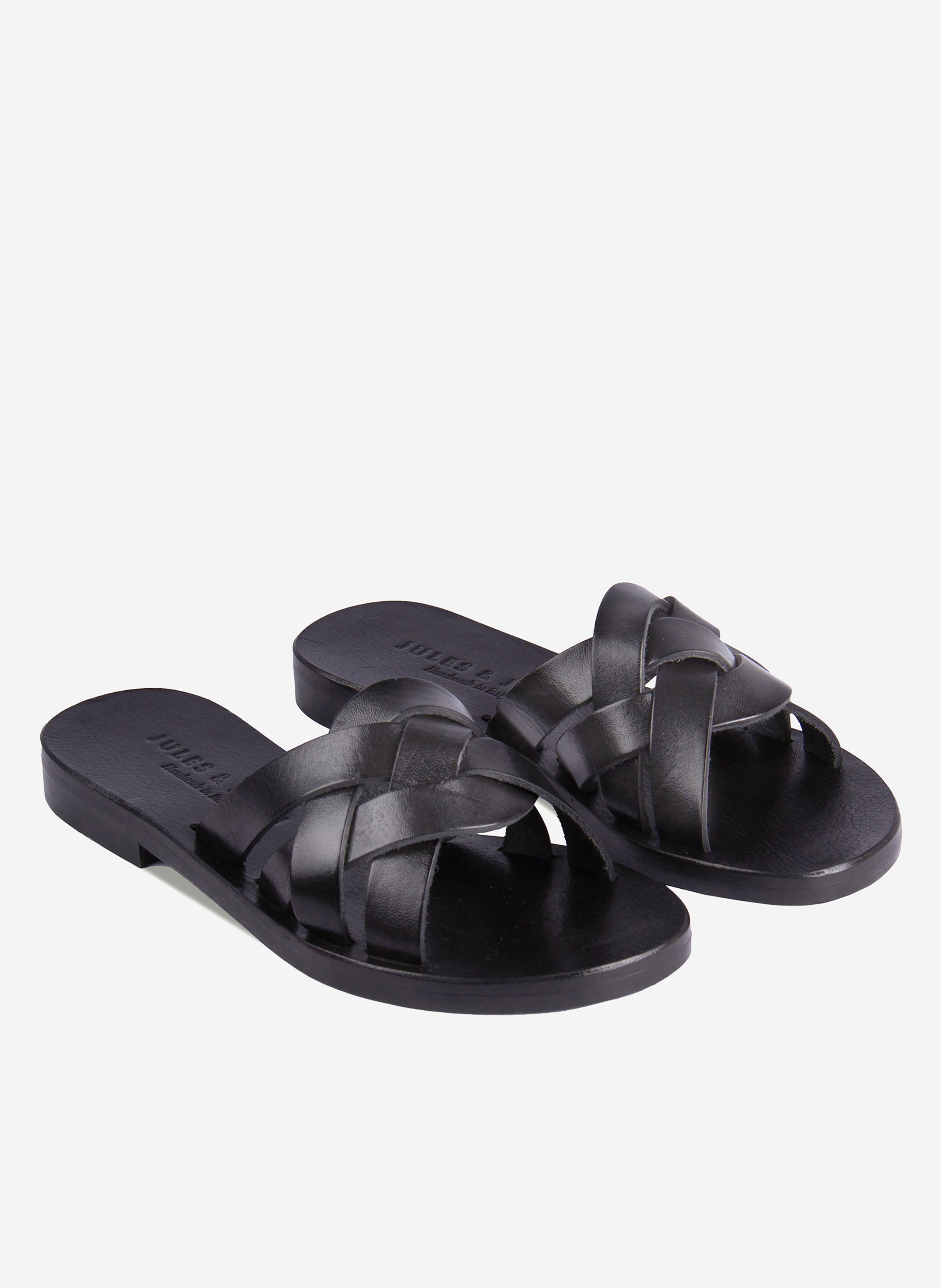 Mules plates jade cuir JULES & JENN Noir