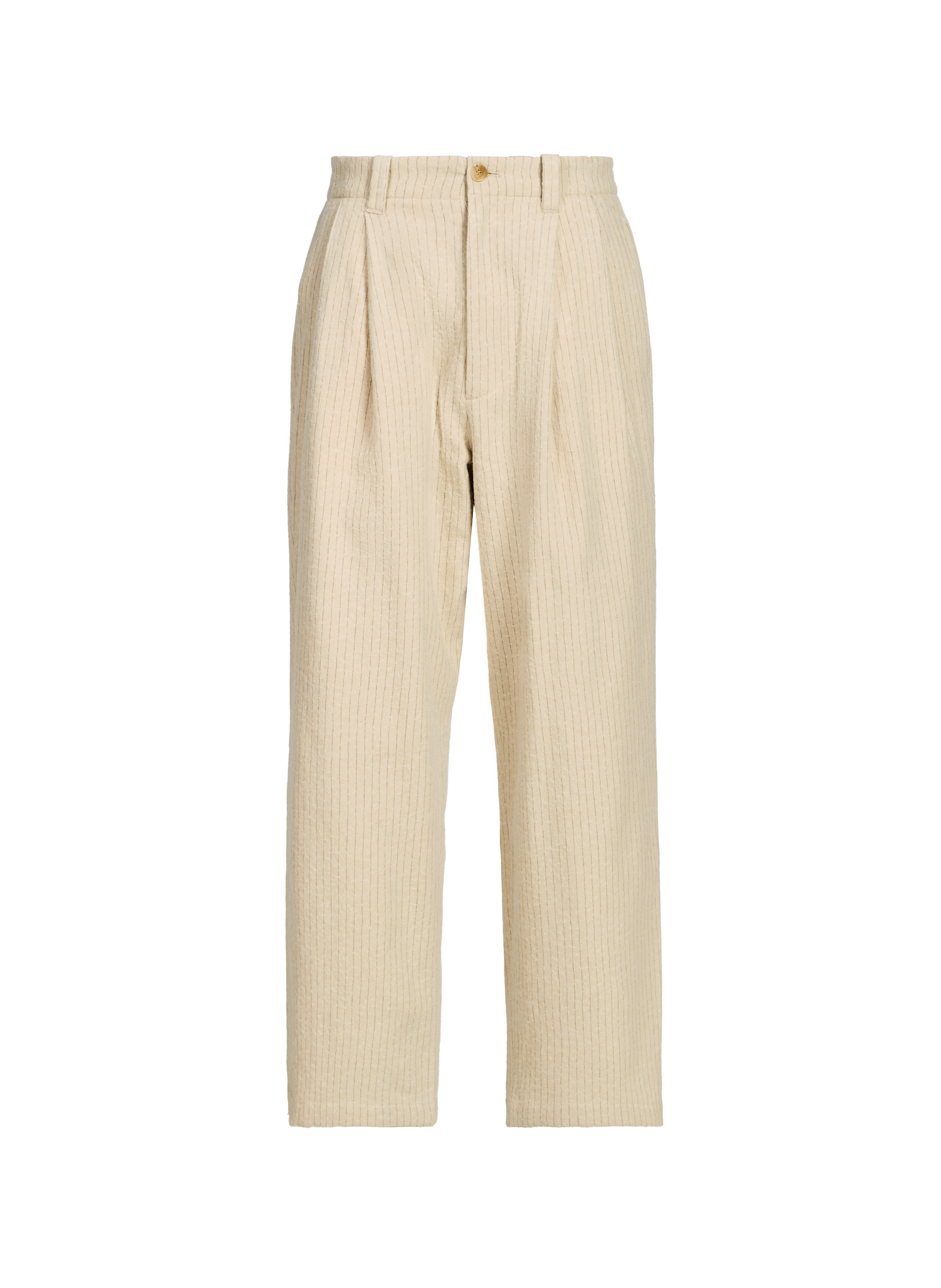 Wide-leg striped cotton and wool trousers MERELY MADE Beige