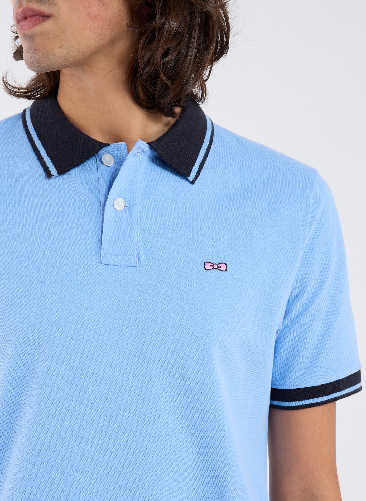 Short-sleeved cotton polo shirt EDEN PARK Blue