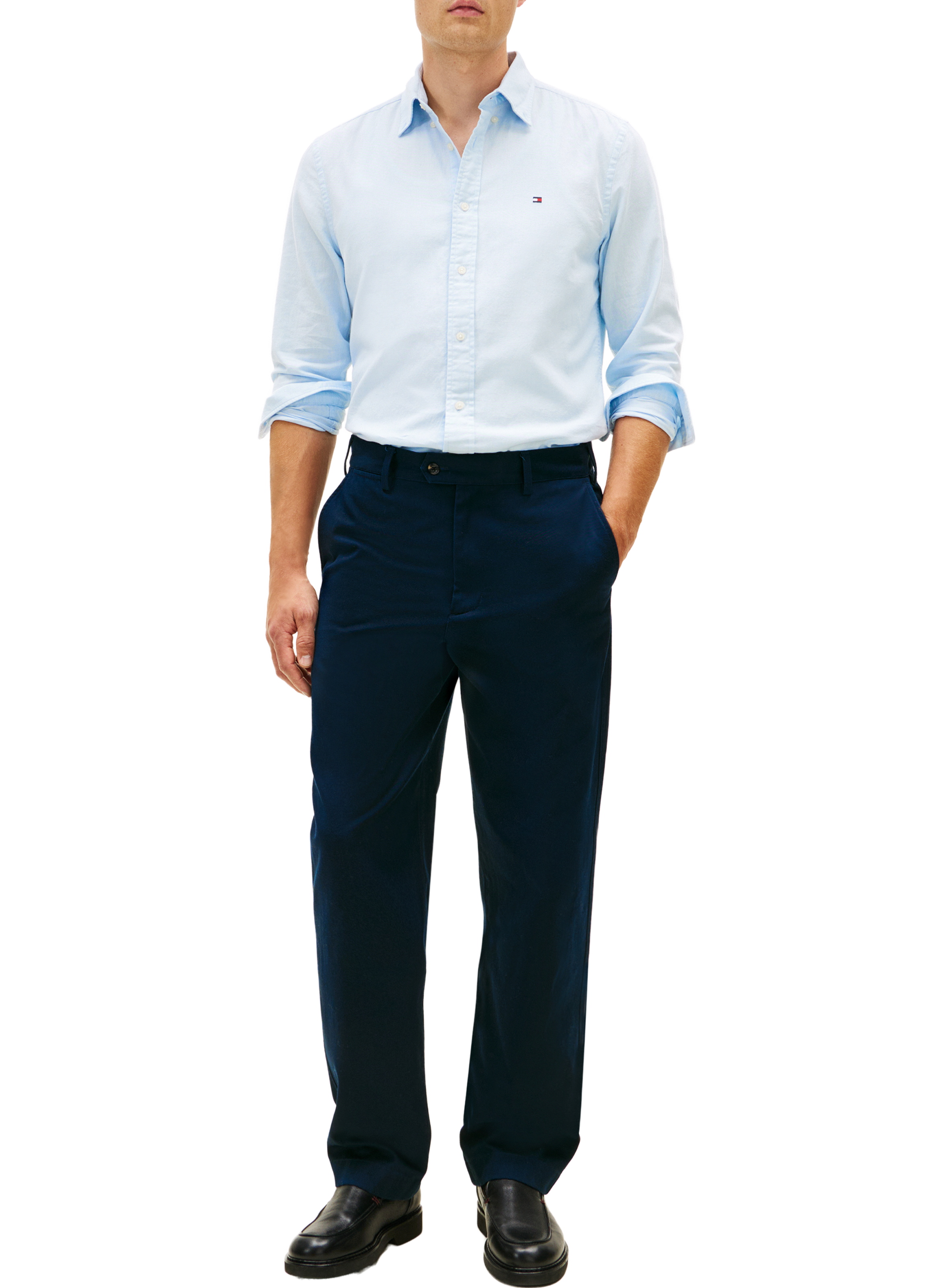 Chemise classique en coton et lin TOMMY HILFIGER Blanc