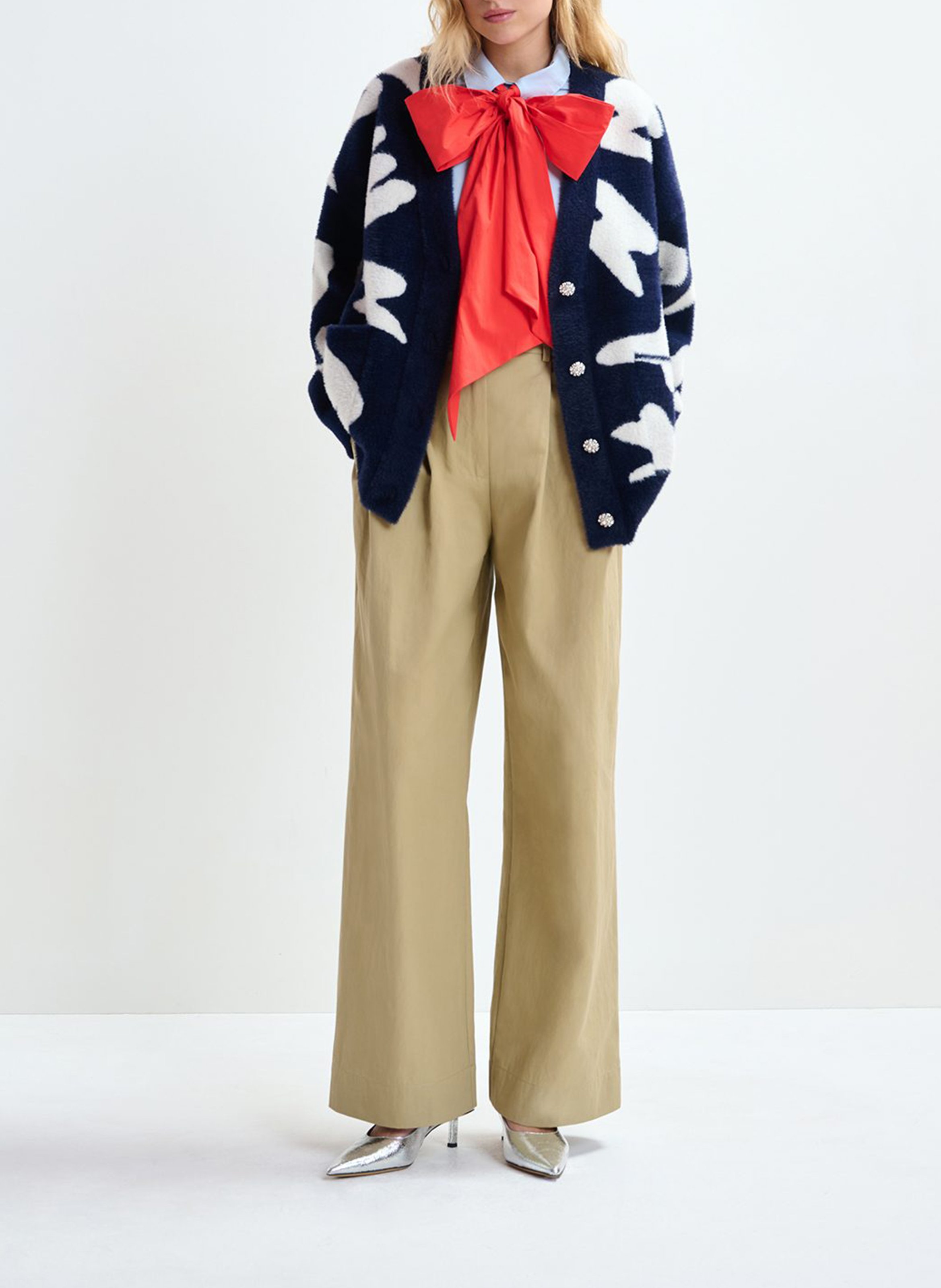 Cardigan à motifs col v jarden ESSENTIEL ANTWERP Bleu