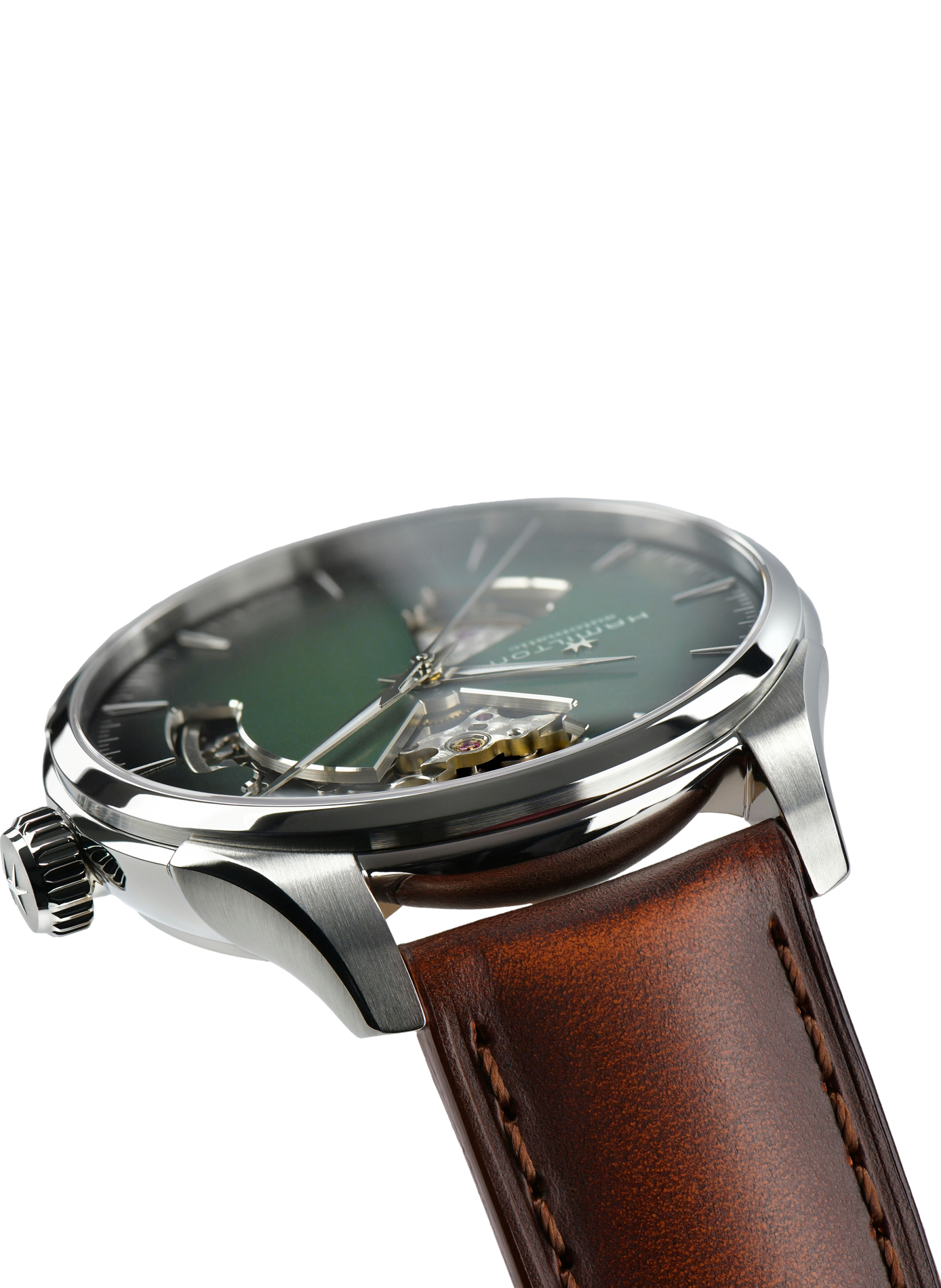 Montre automatique en cuir et acier inoxydable HAMILTON Vert