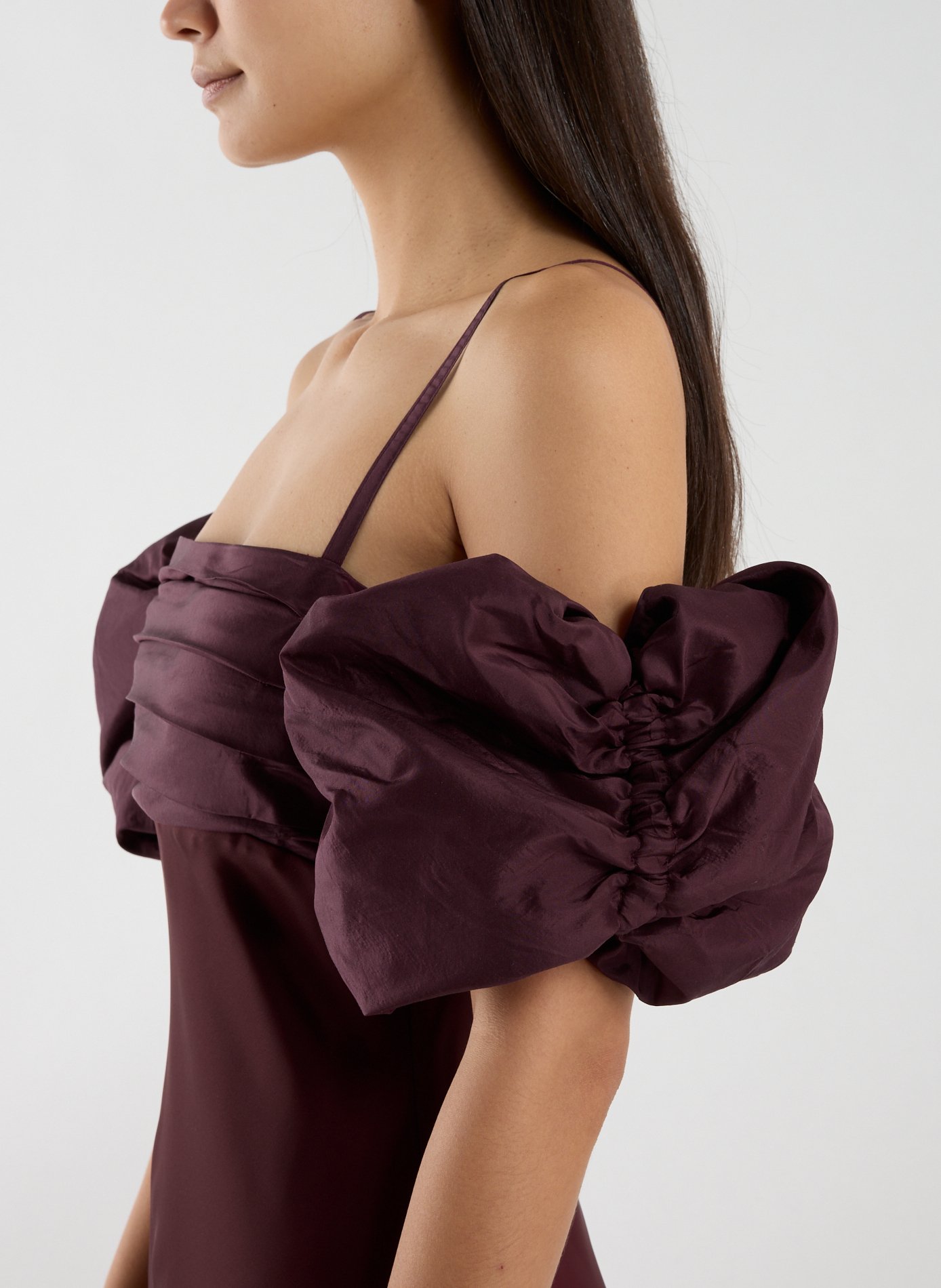 Robe longue à manches bouffantes ROTATE Rouge