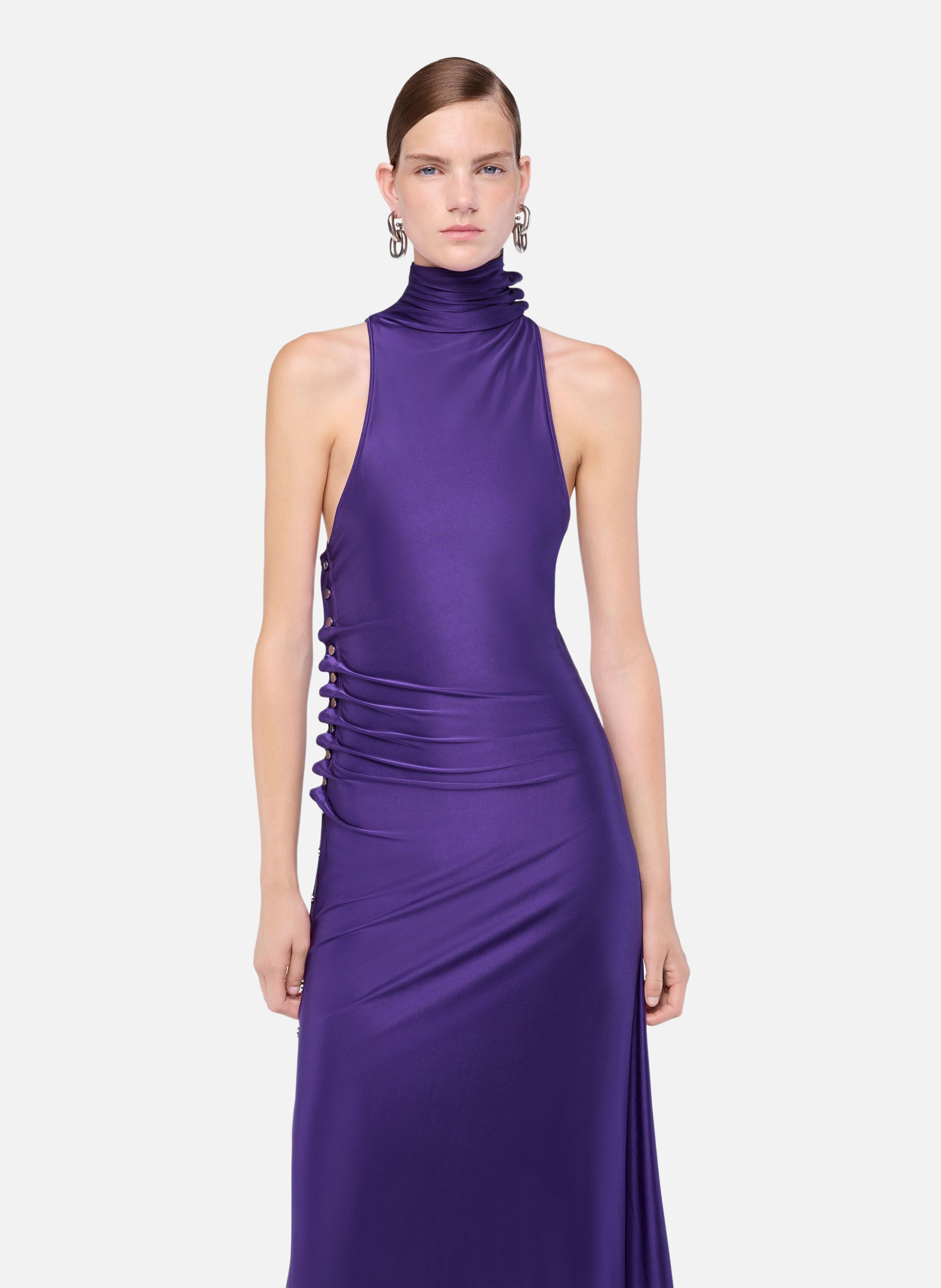 Robe longue drapée en jersey RABANNE Violet