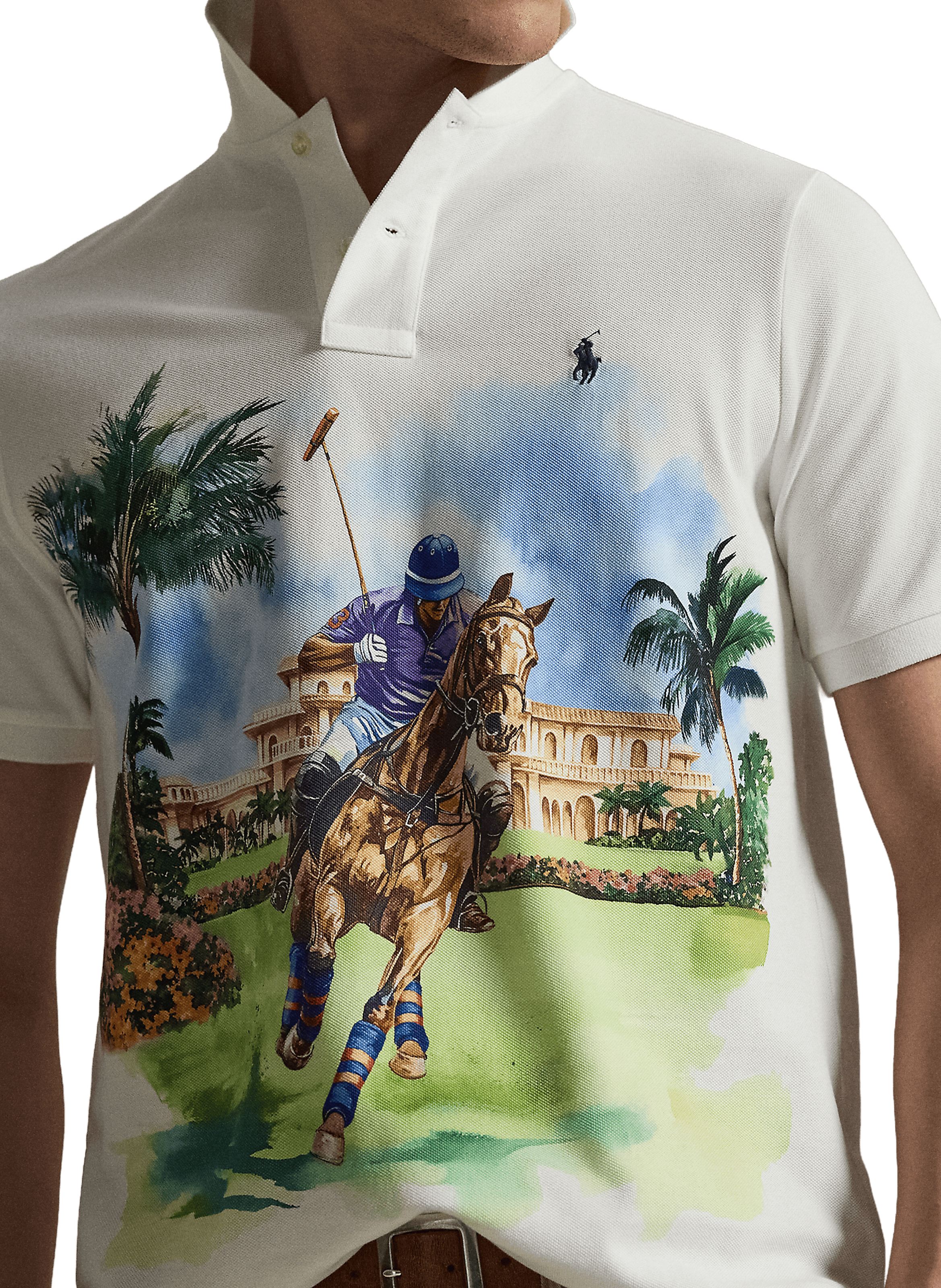 Polo imprimé à manches courtes en coton POLO RALPH LAUREN White