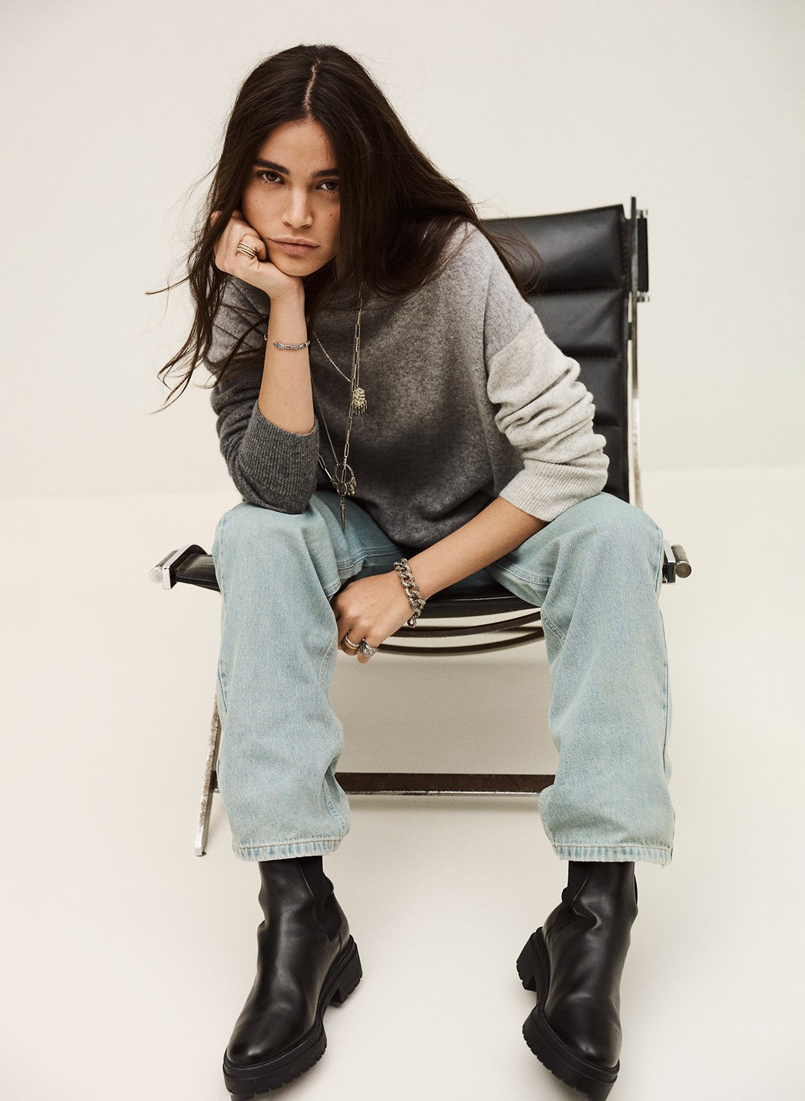 Pull droit col rond en cachemire chaya BA&SH Noir