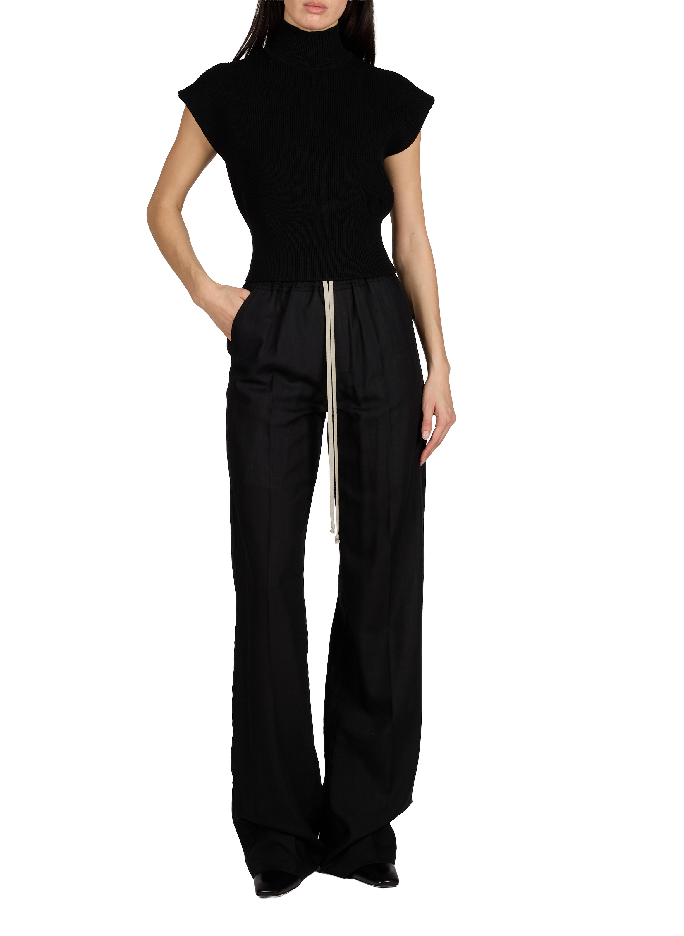 Flowy slightly sheer virgin wool pants RICK OWENS Black