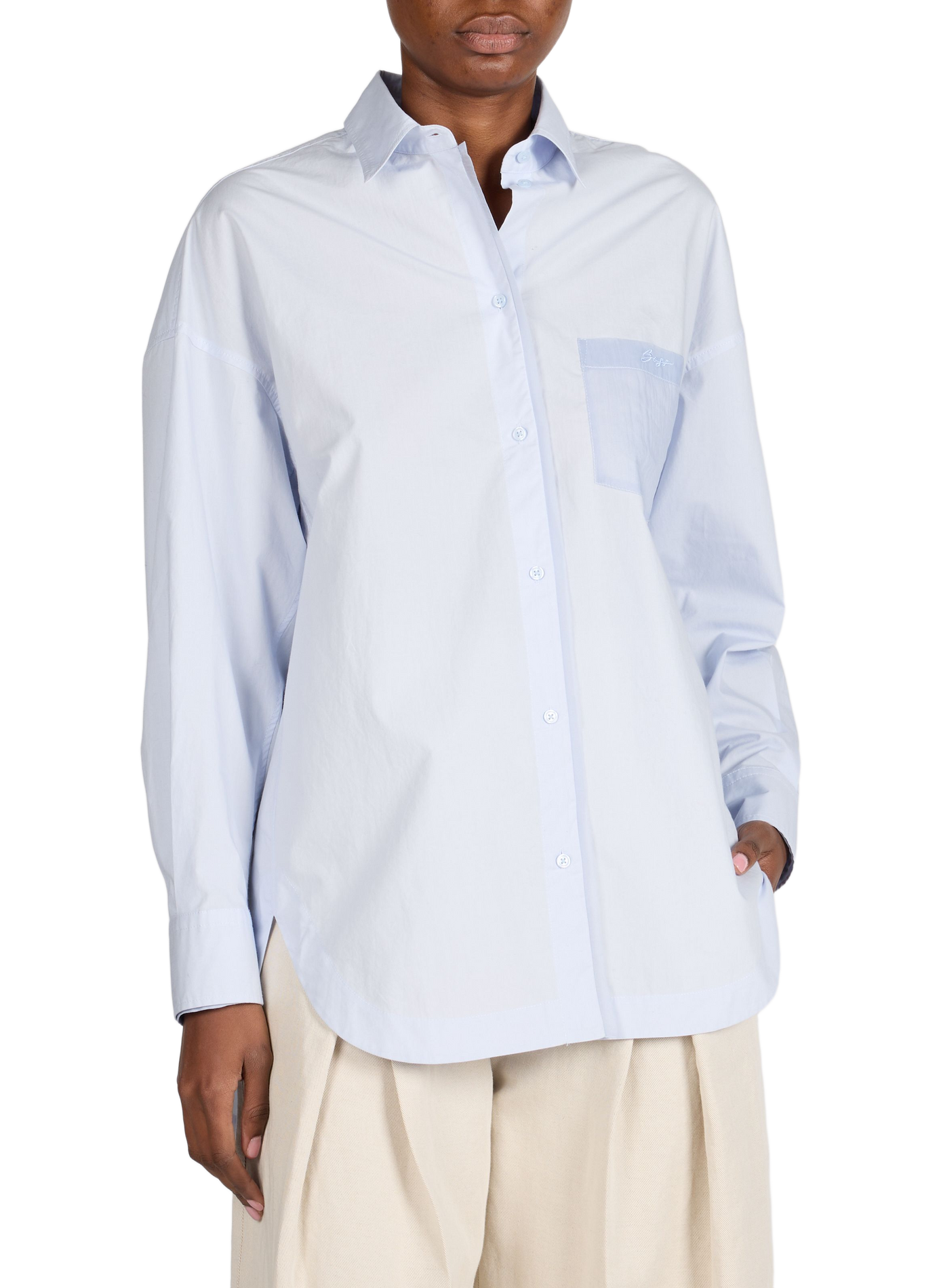 Oversized shirt with classic cotton collar BOSS
