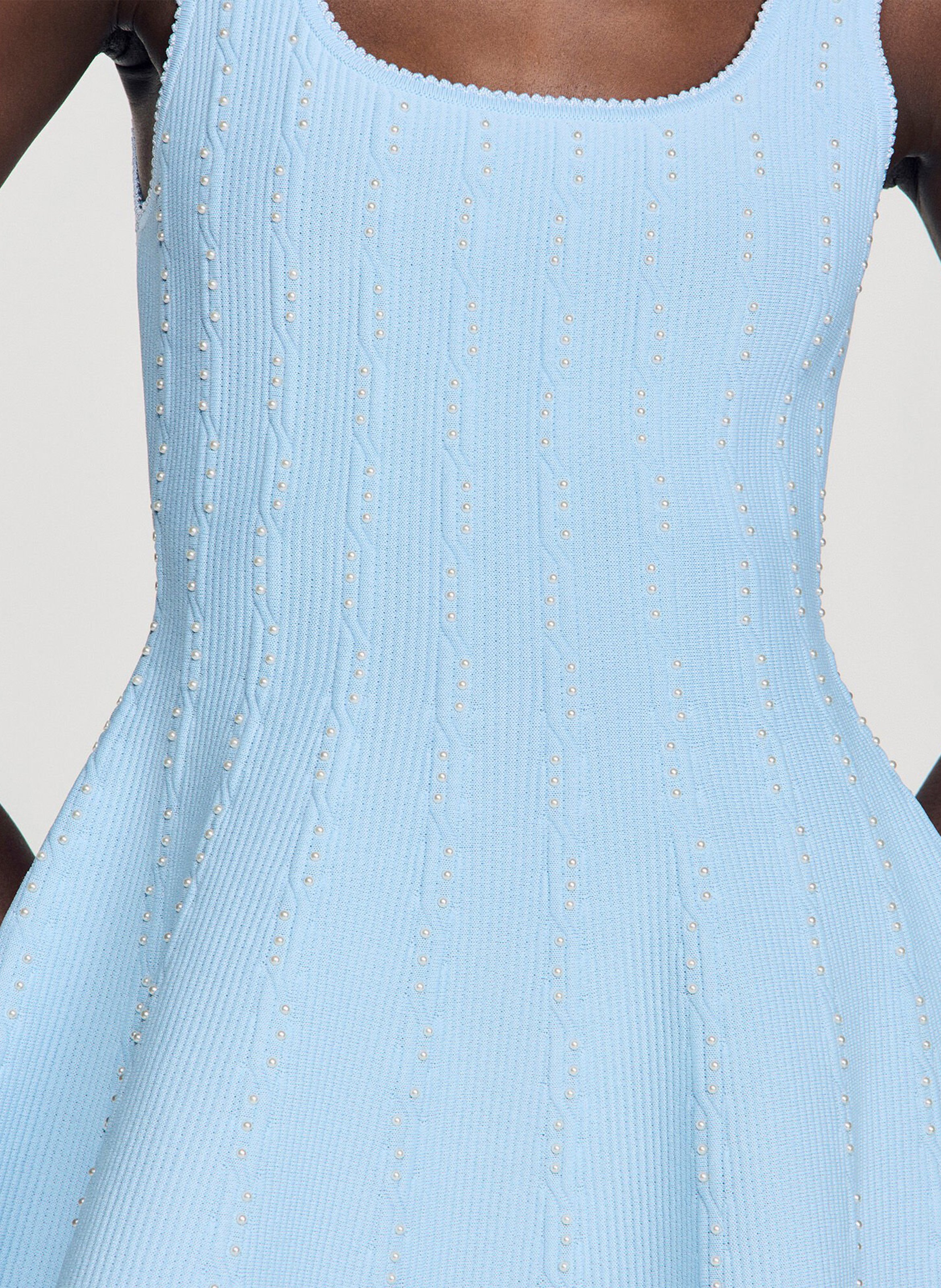 Robe courte en maille SANDRO Bleu