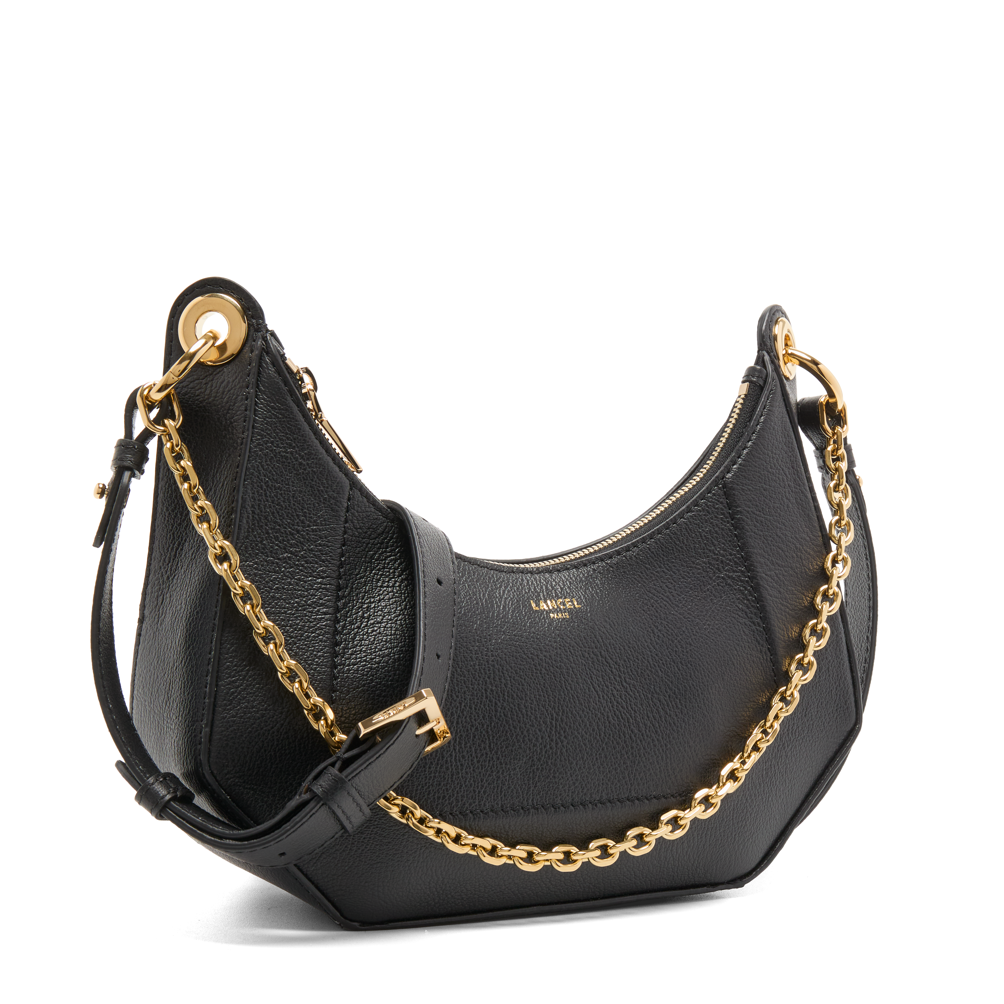 Sac zippé m double porté croisette de lancel en cuir LANCEL Noir