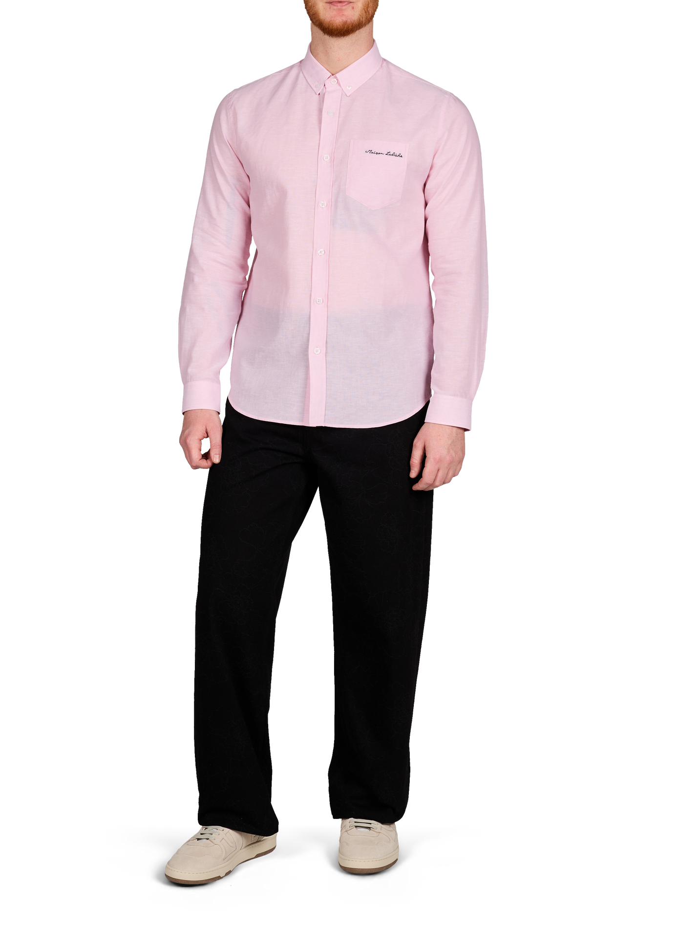 Carnot straight embroidered cotton shirt MAISON LABICHE Pink